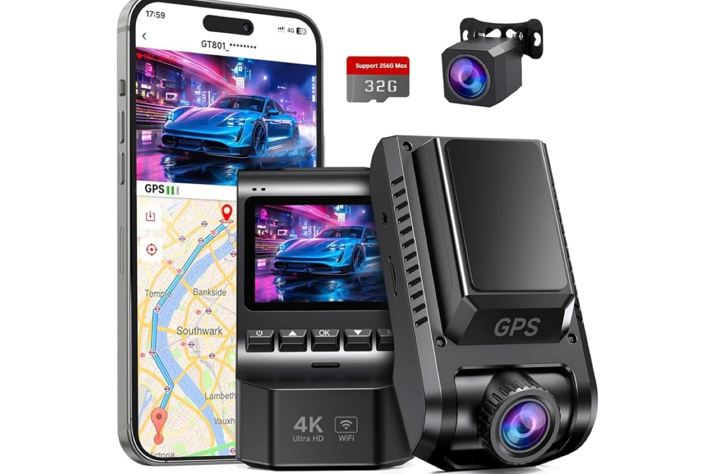 4K Dash Cam with GPS and WiFi