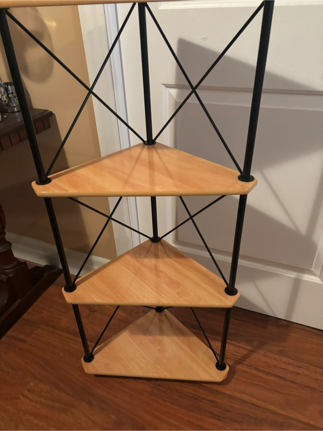 3-Tier Wood and Metal Corner Shelf Unit - photo 2