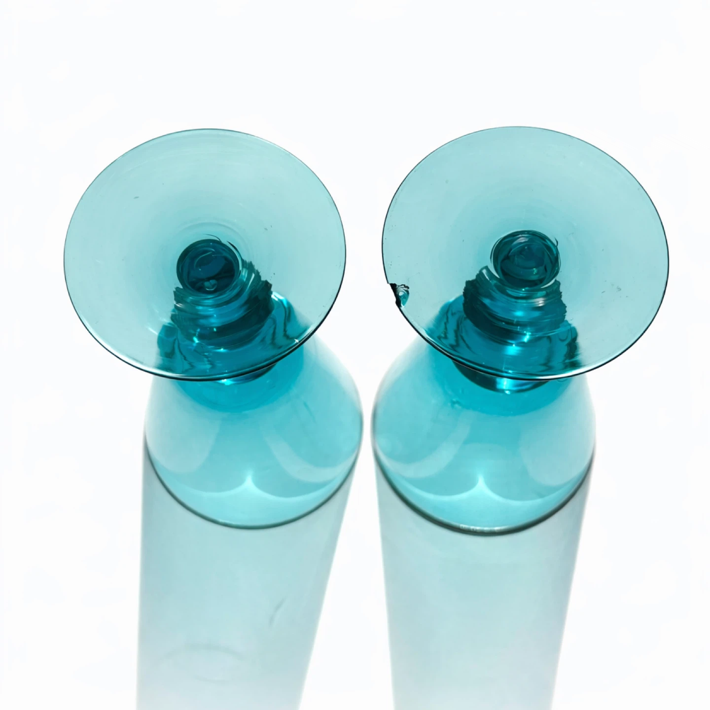 Pair of Scandinavian Aqua Hand-Blown Aperitif Glasses, 1960s - photo 3