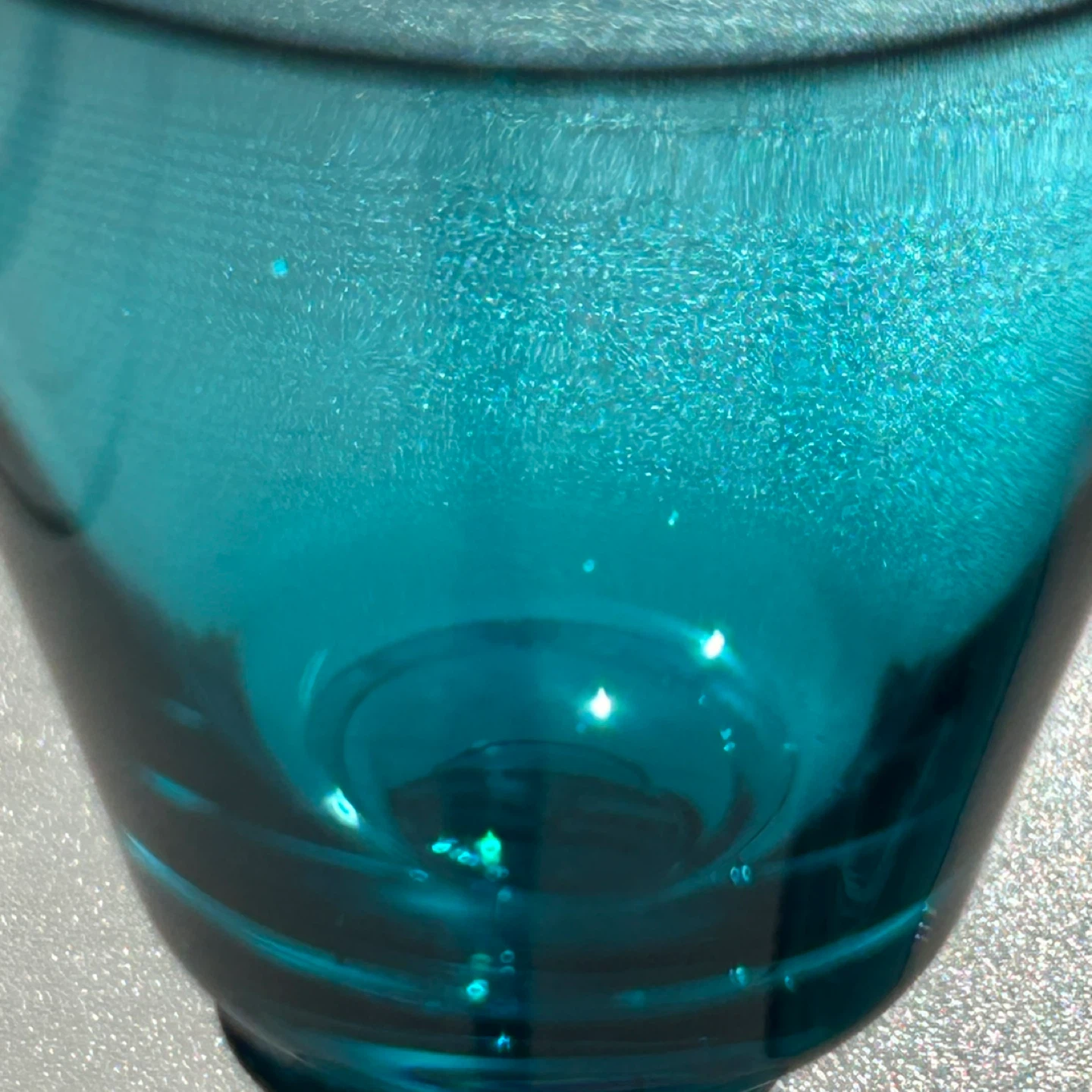 Pair of Scandinavian Aqua Hand-Blown Aperitif Glasses, 1960s - photo 4
