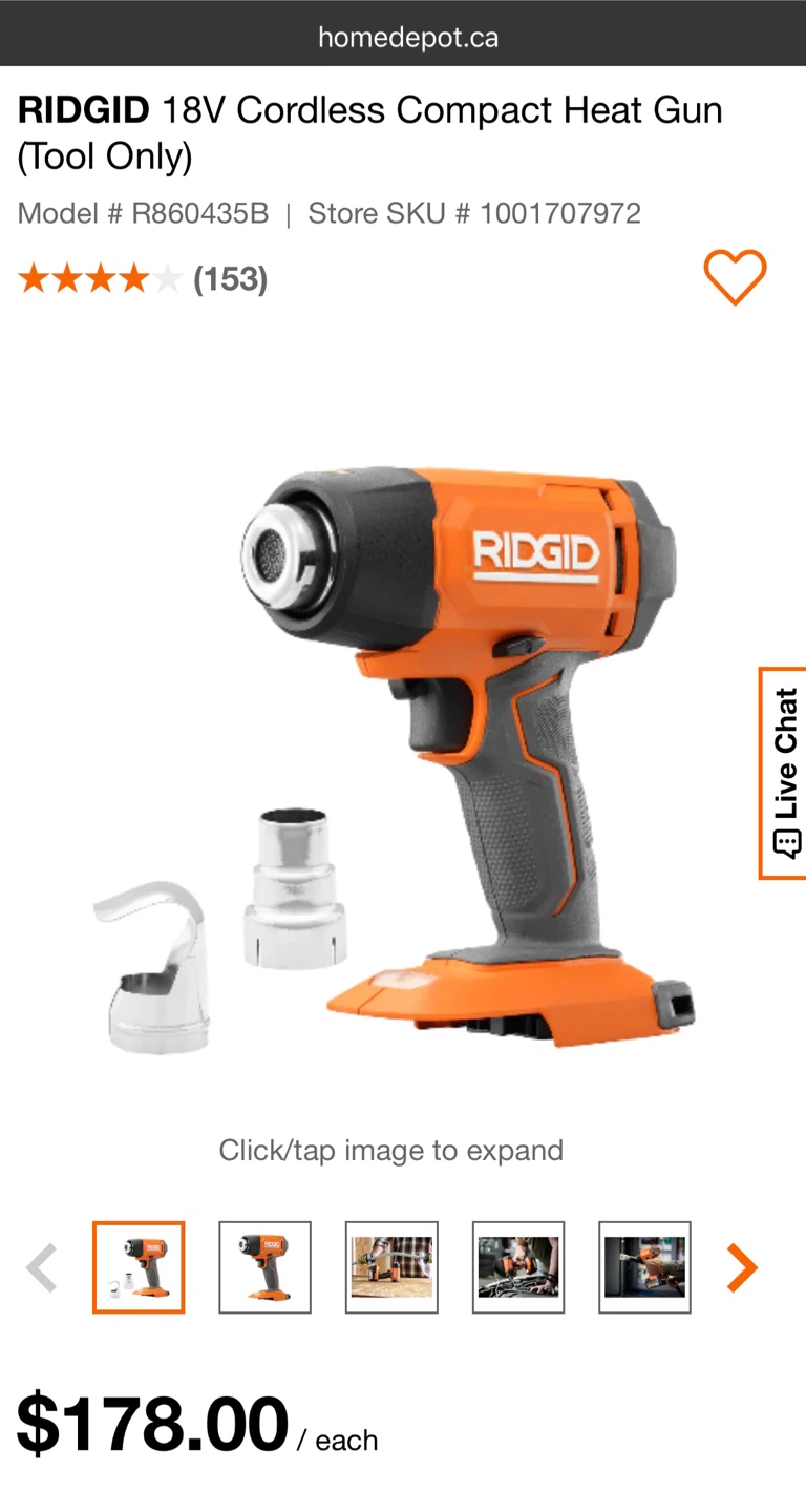 RIDGID 18V Cordless Compact Heat Gun (Tool Only)