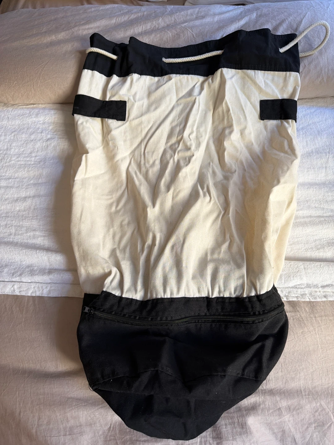 Canvas Laundry Bag with Zippered Pouch
