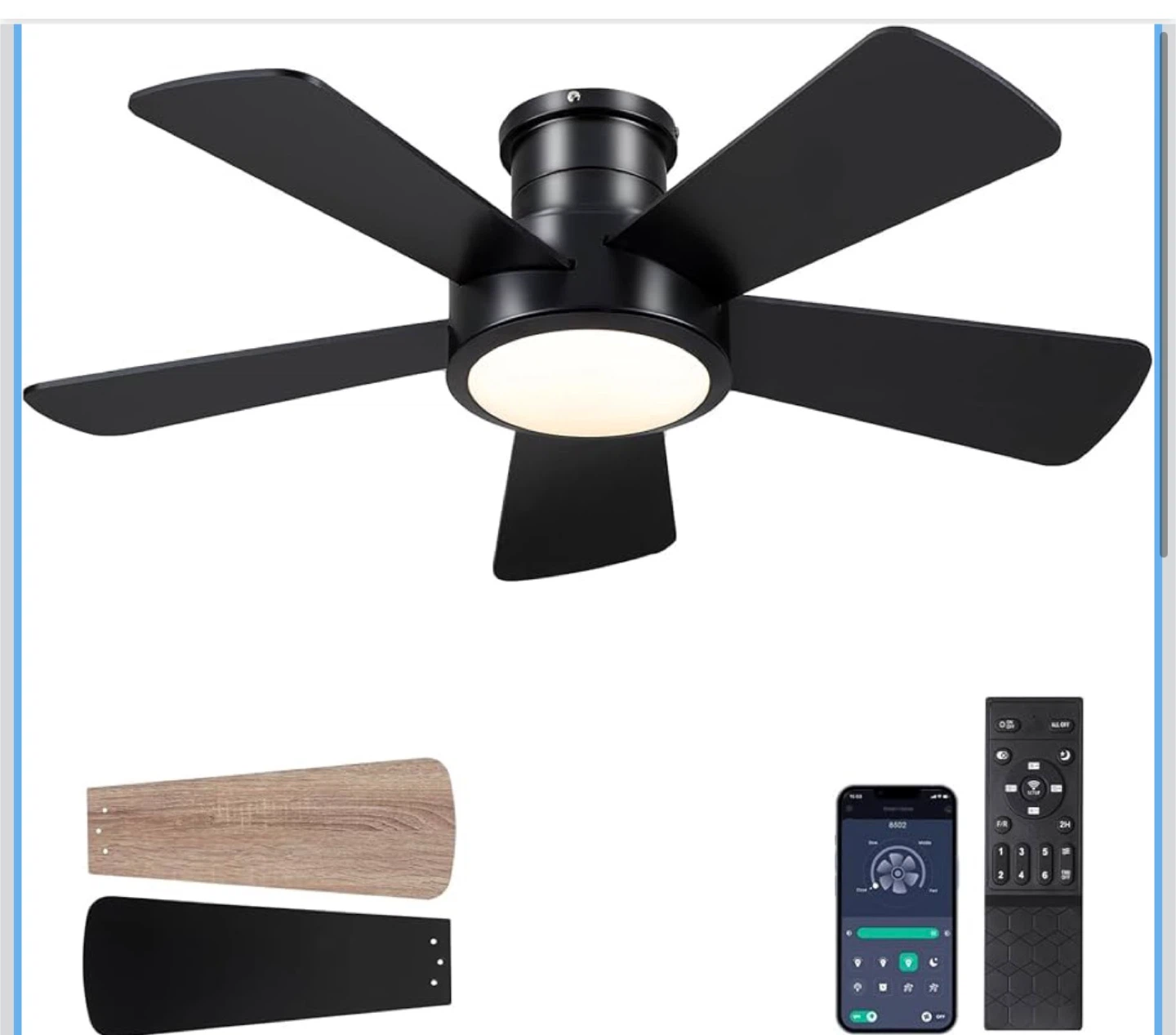 Ceiling Fan with Light and Remote 40”