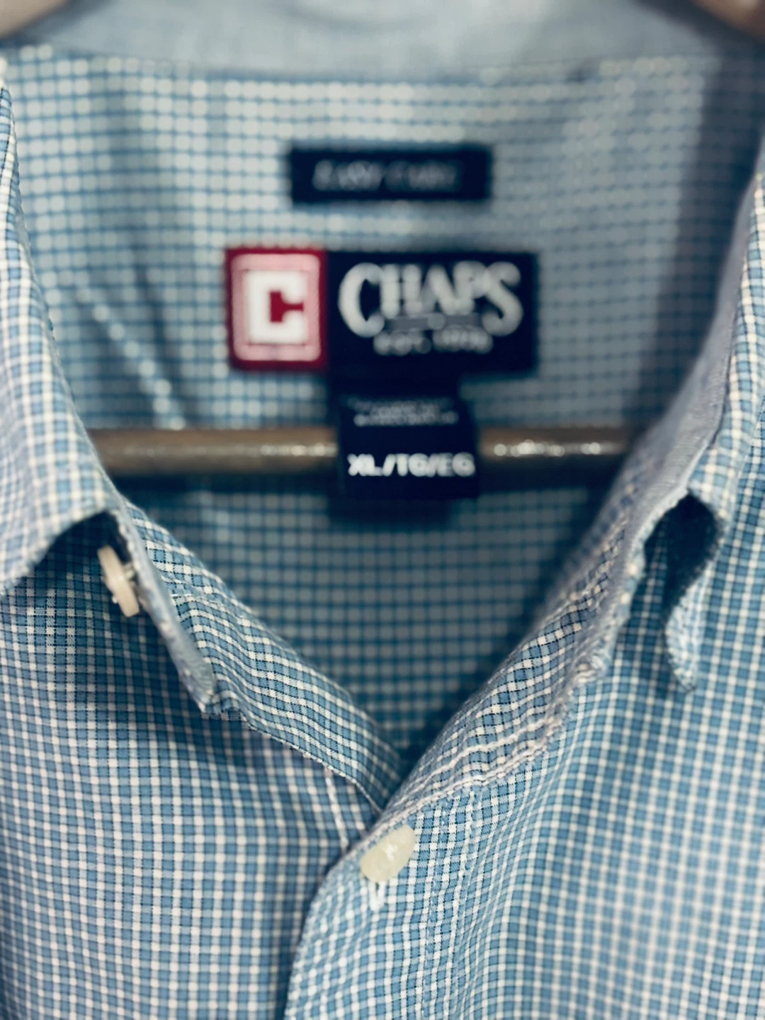 Chaps Men's Short Sleeve Button-Up Shirt XL Blue Gingham - photo 2