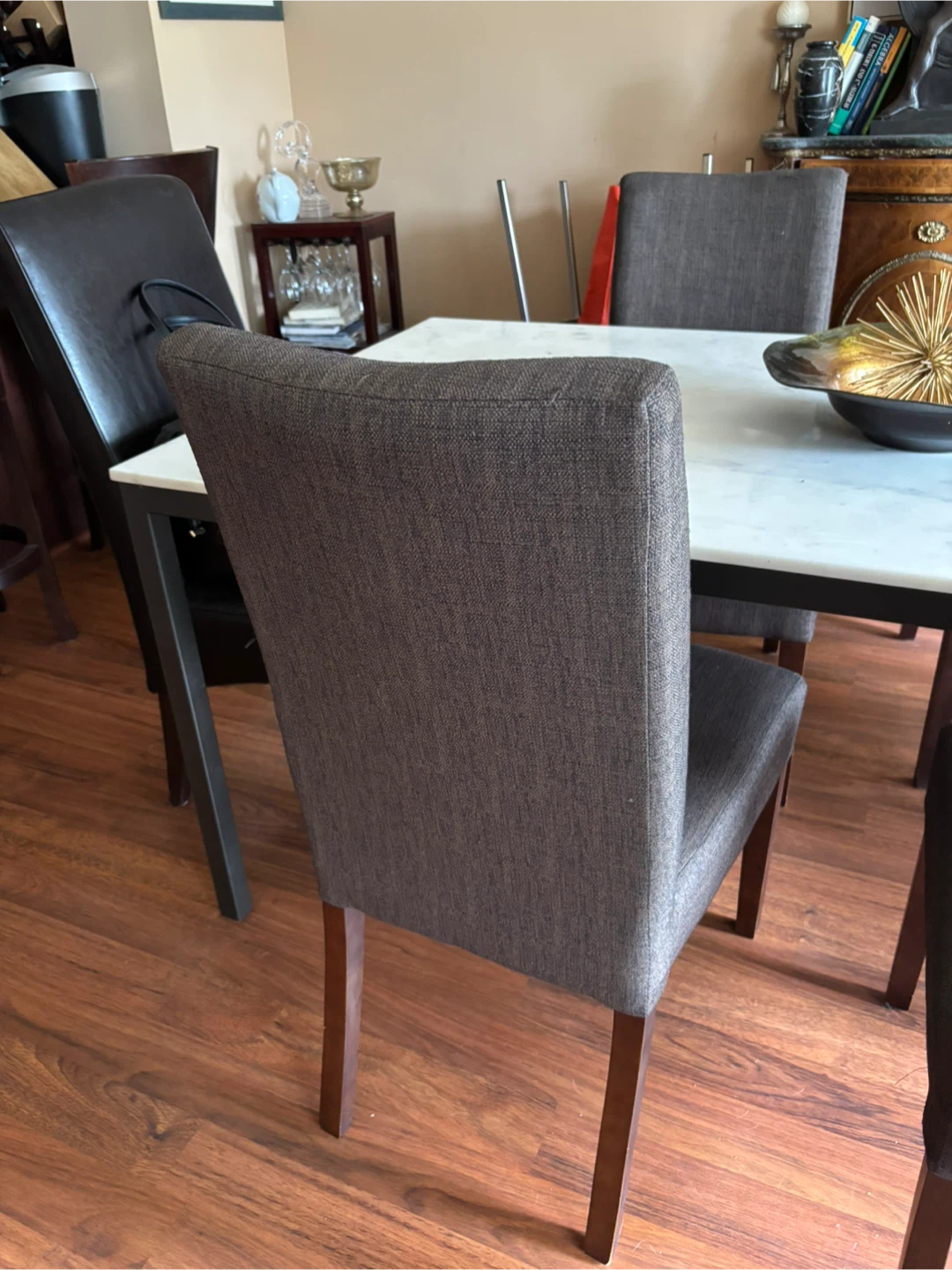 Four brown Upholstered Dining Chairs - photo 3
