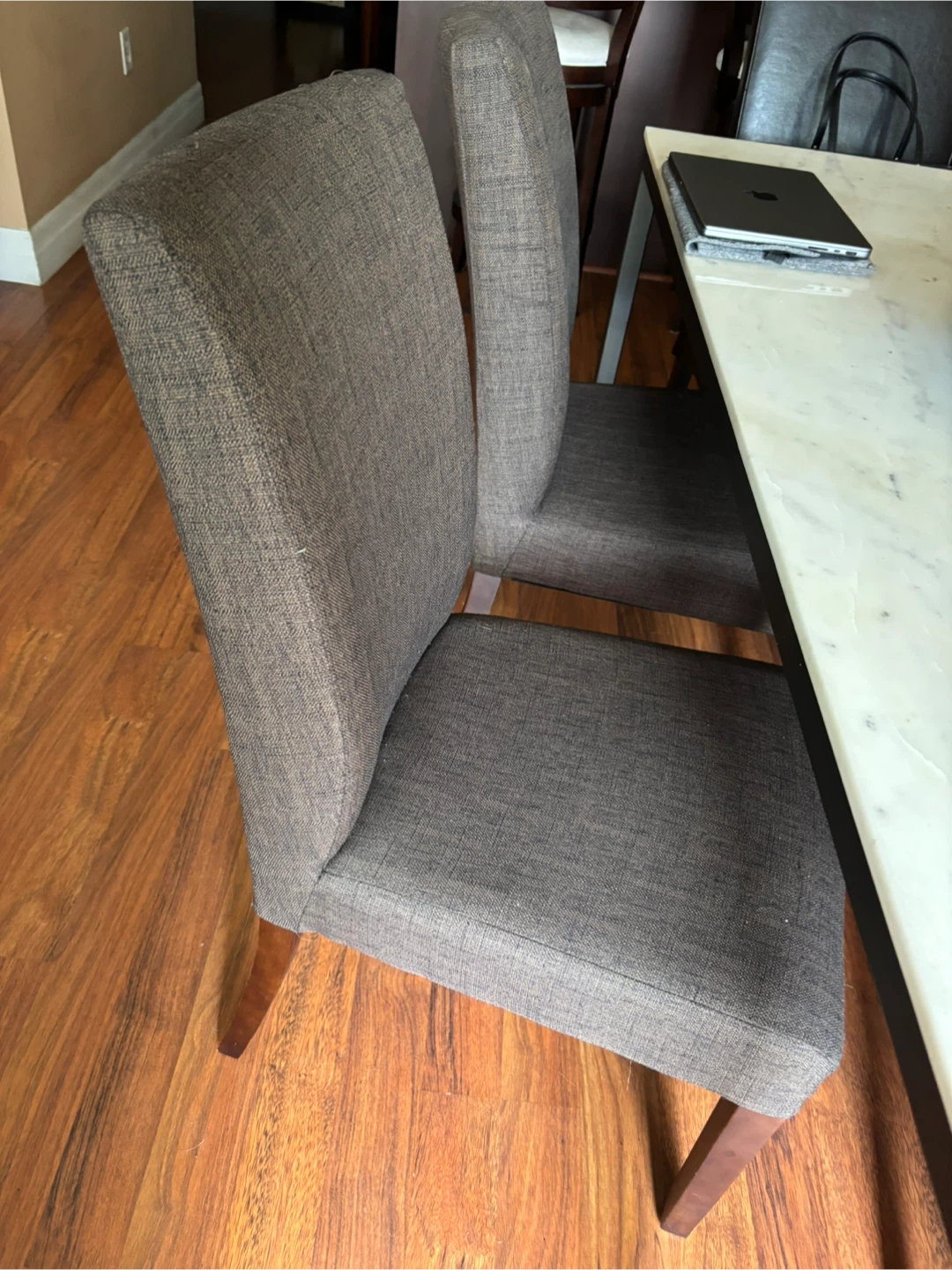 Four brown Upholstered Dining Chairs - photo 2