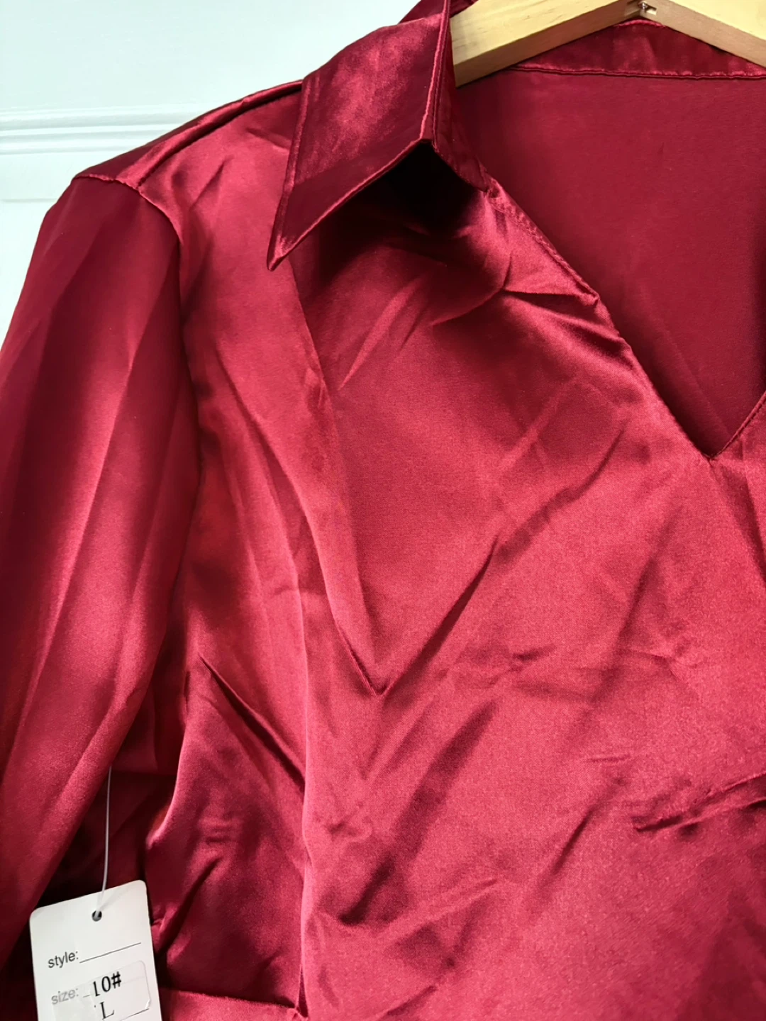 Red Satin Blouse - Size L - photo 3