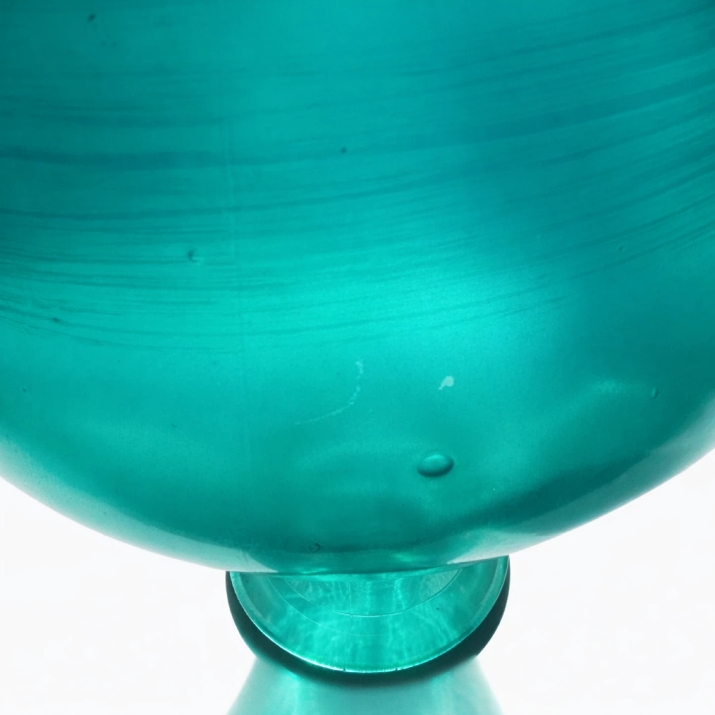 Large Spanish Handblown Turquoise Glass Vase, c. 1970s - photo 4