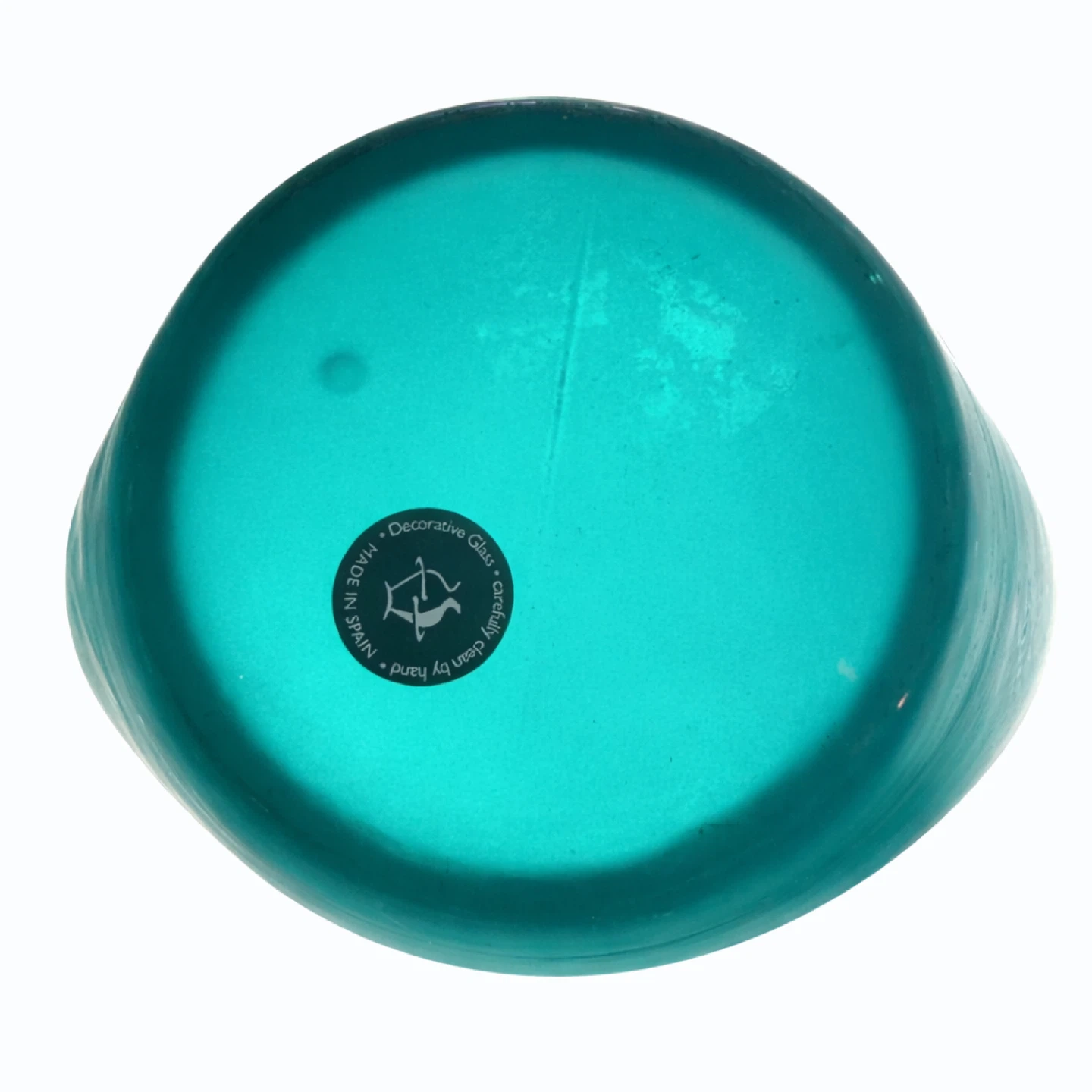 Large Spanish Handblown Turquoise Glass Vase, c. 1970s - photo 3