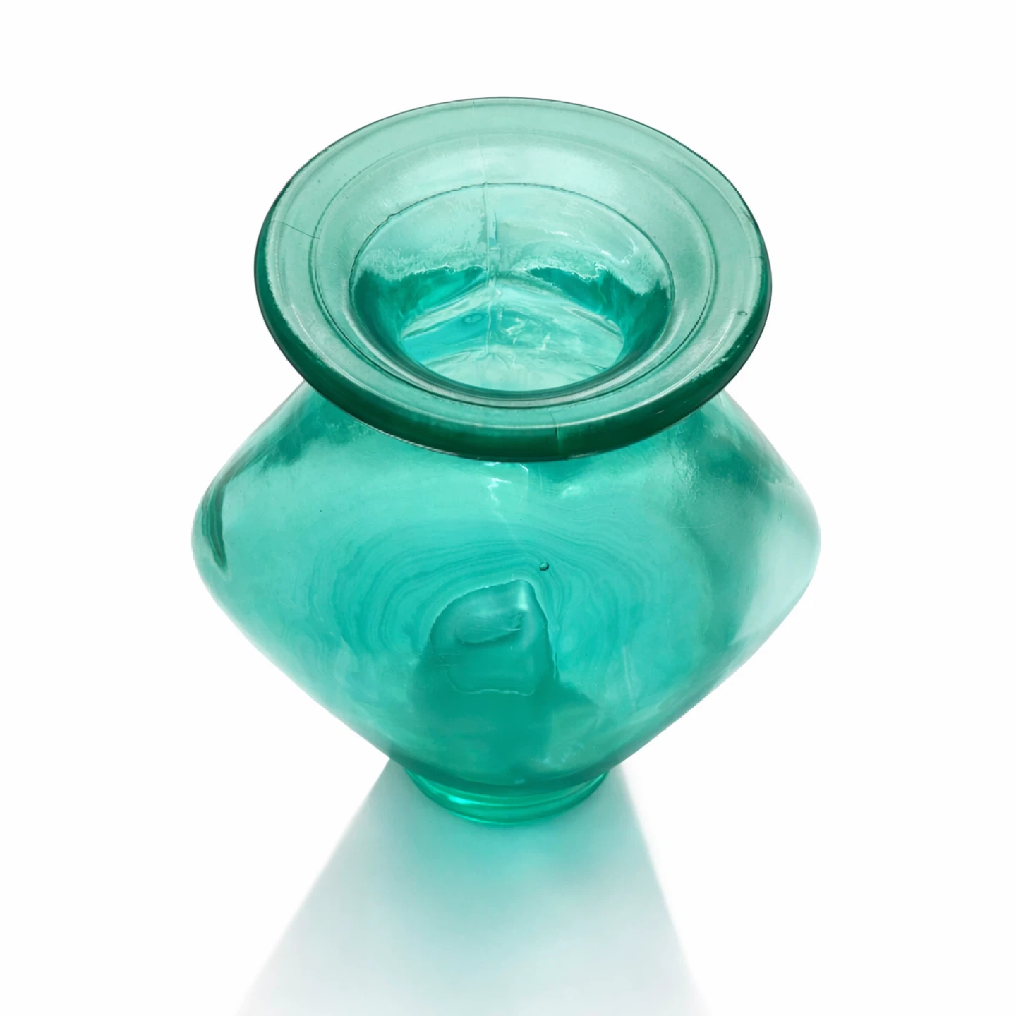 Large Spanish Handblown Turquoise Glass Vase, c. 1970s - photo 5