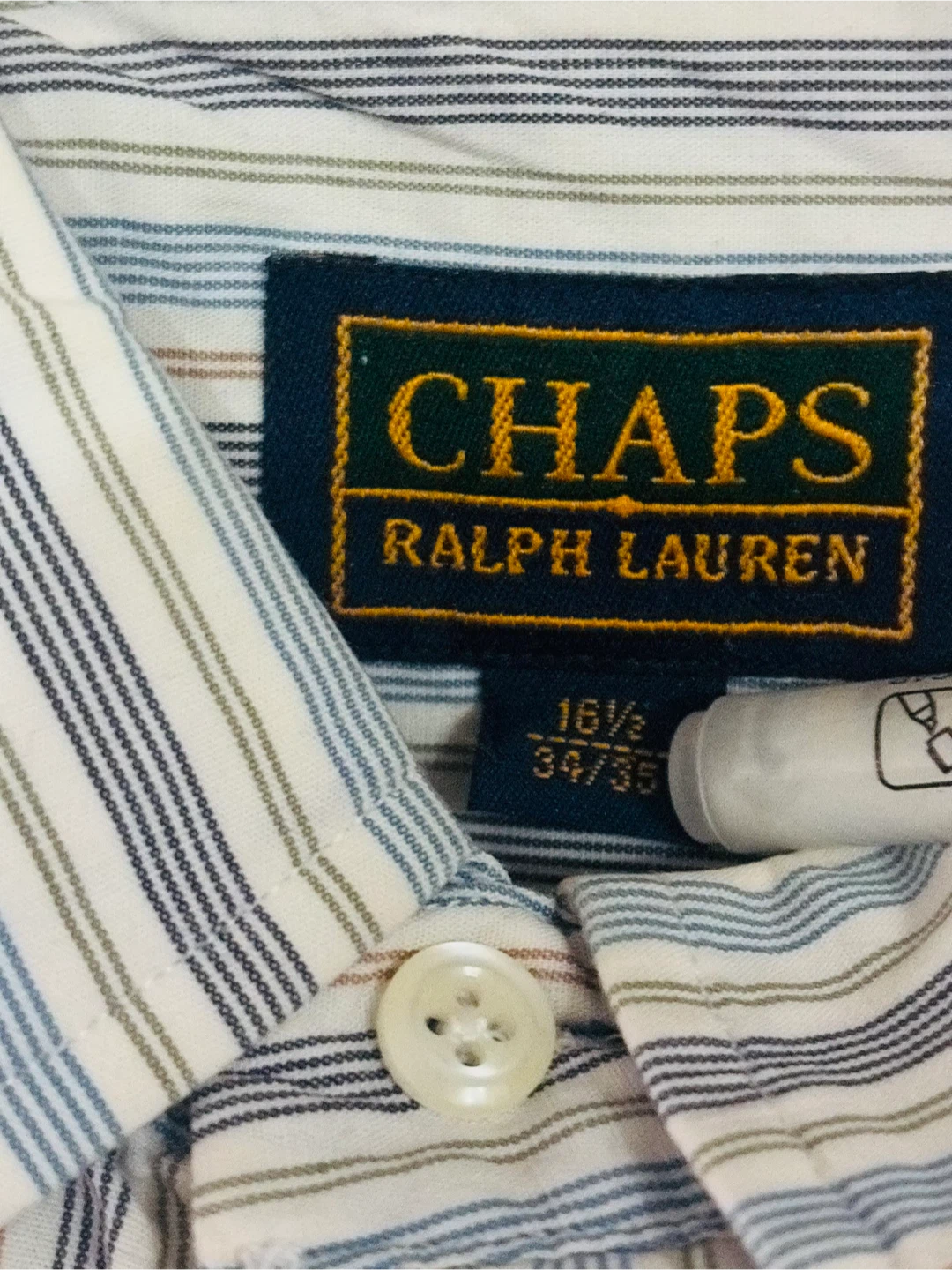 Chaps Ralph Lauren Striped Button-Up Shirt Size 16 1/2 - photo 2