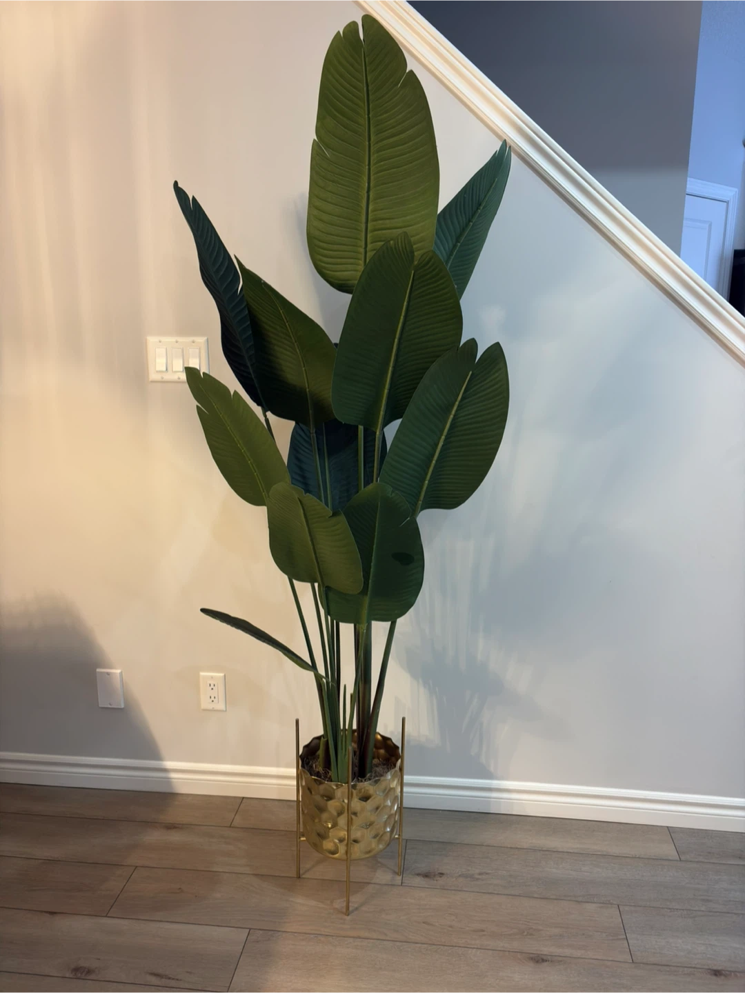 Artificial Bird of Paradise tree with gold planter