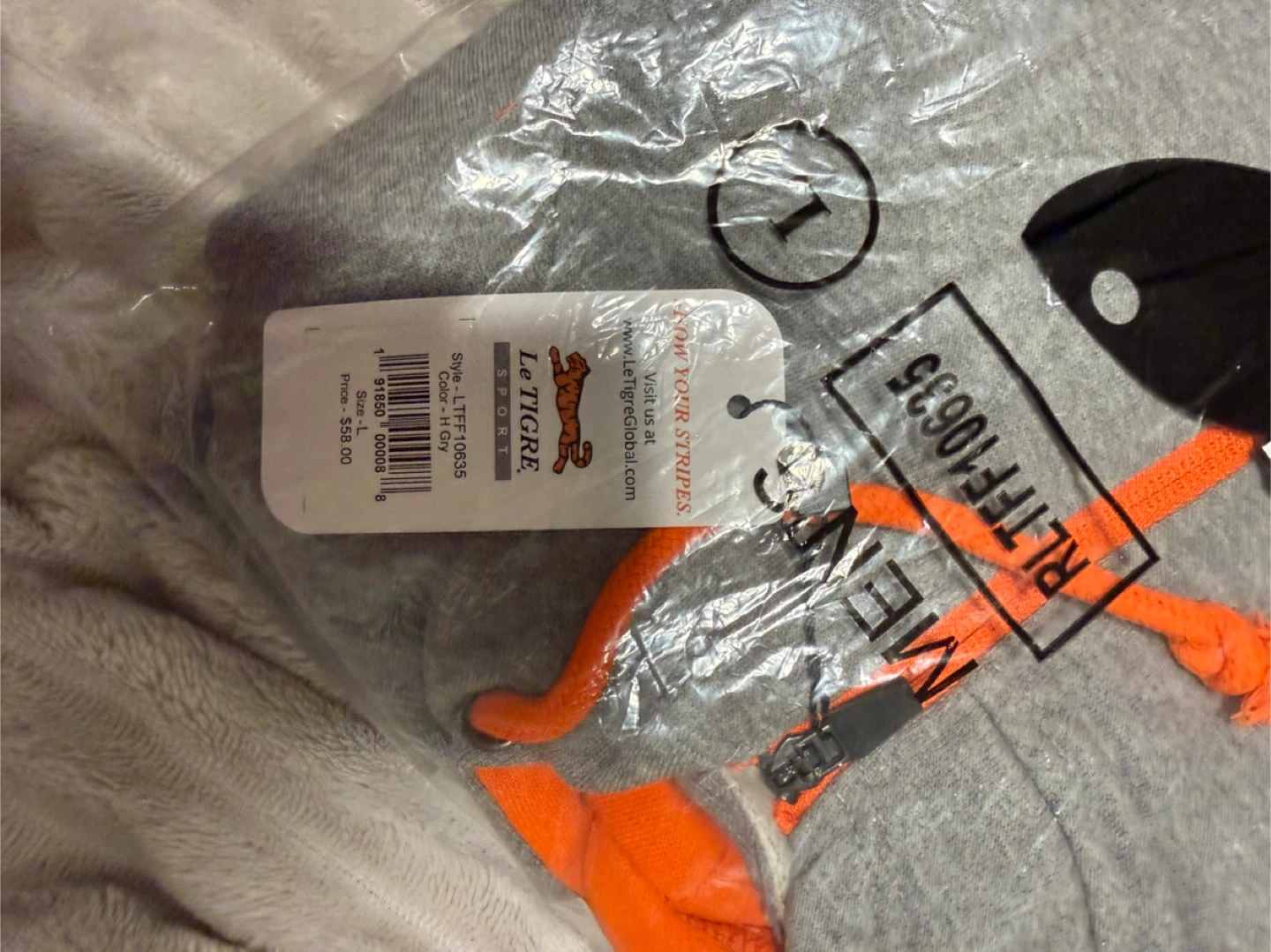 Le Tigre Men's Grey Zip-Up Hoodie - Size L - photo 3