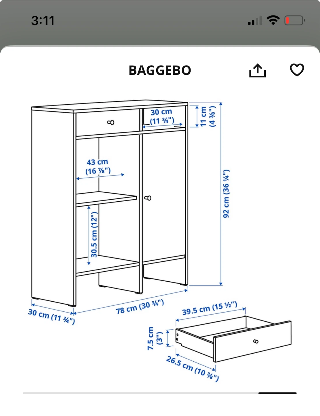 IKEA BAGGEBO Storage Unit with Drawer - photo 2