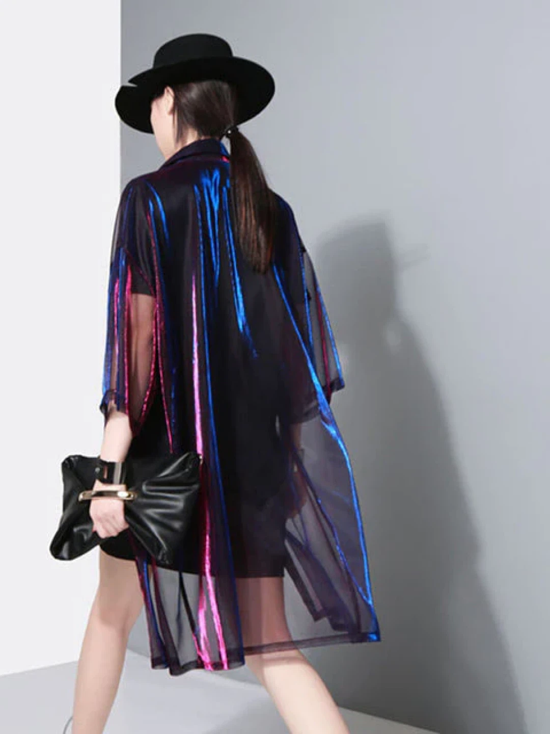 Sheer Mesh Longline Shirt