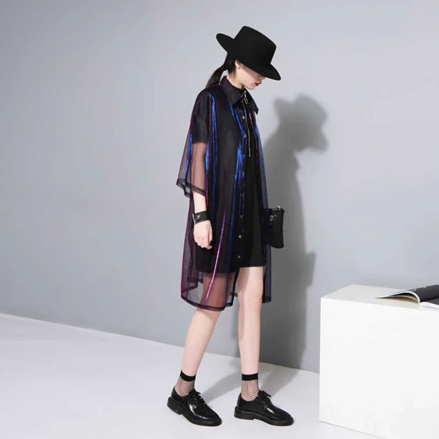 Sheer Mesh Longline Shirt - photo 2