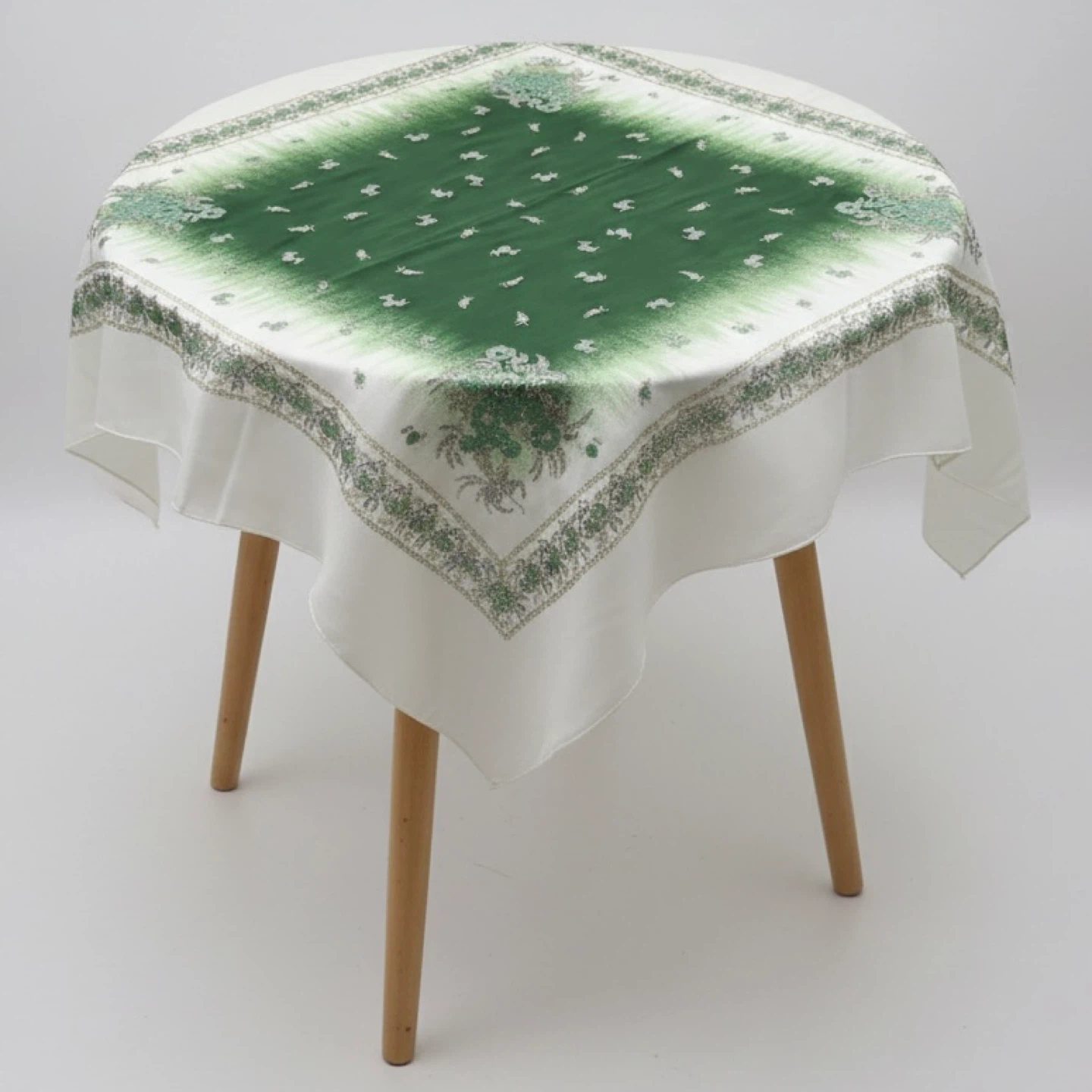 Sparkly Floral Off White Holiday Tablecloth Square 42in