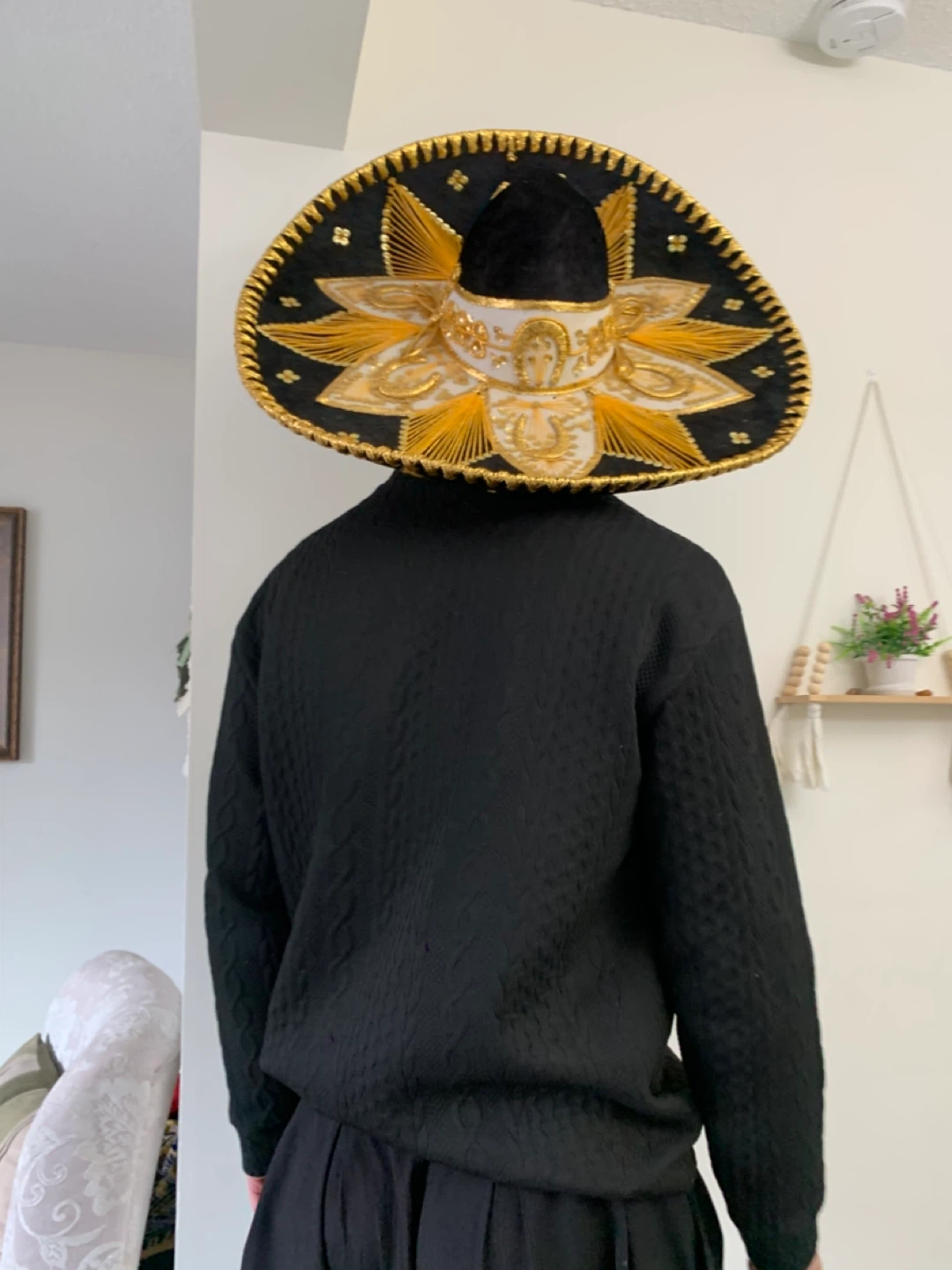 Sombrero Hat - Black Gold White Embroidery - Hats & Costumes - photo 2