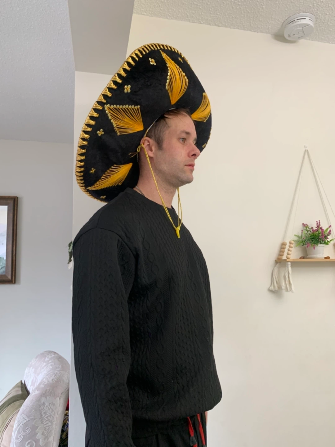 Sombrero Hat - Black Gold White Embroidery - Hats & Costumes - photo 3