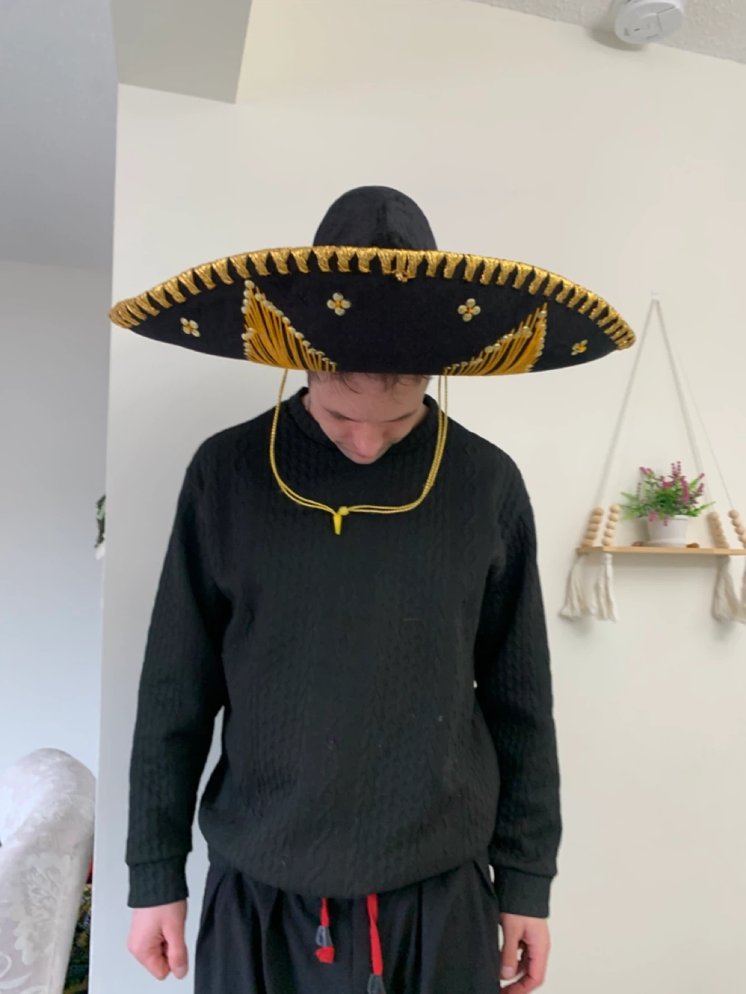 Sombrero Hat - Black Gold White Embroidery - Hats & Costumes