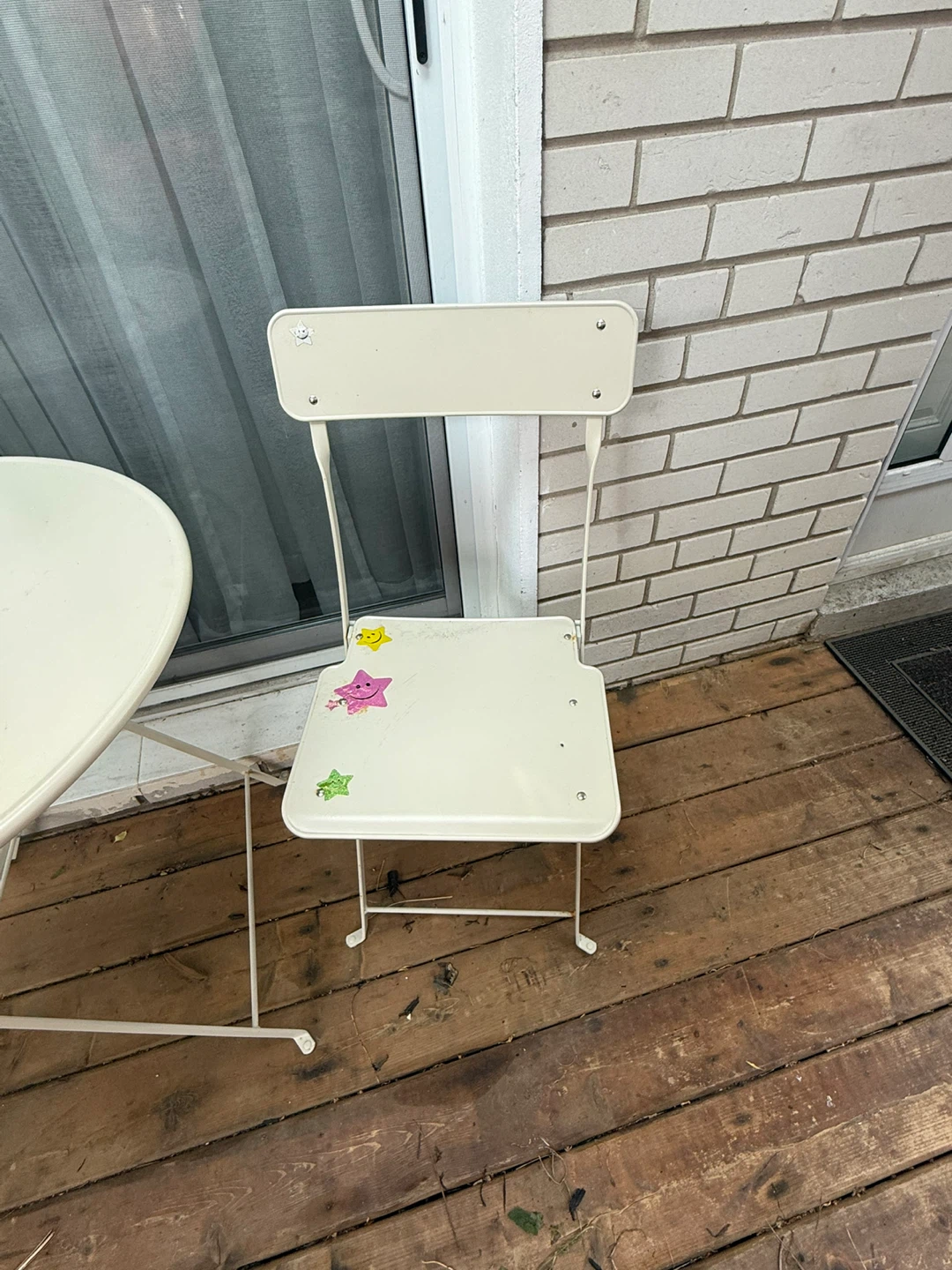 White Metal Bistro Set with 2 Chairs and Round Table - photo 3