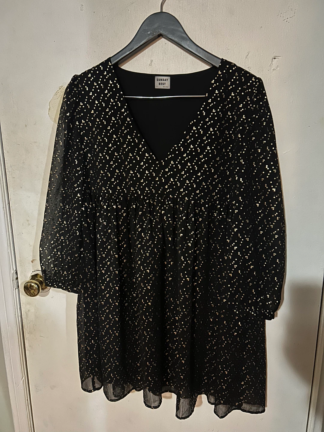 Sunday Best Black & Gold Sparkle Dress - Size M