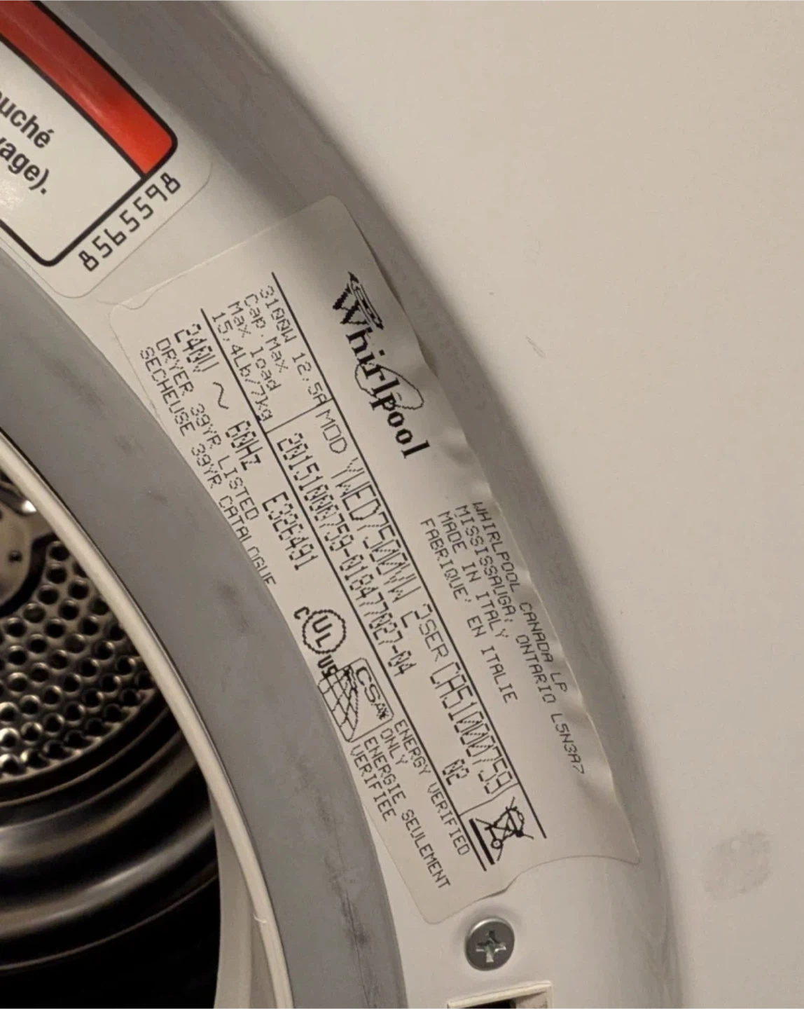 Whirlpool Compact Electric Dryer