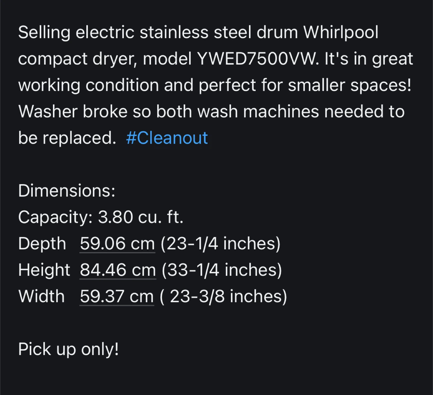 Whirlpool Compact Electric Dryer - photo 5