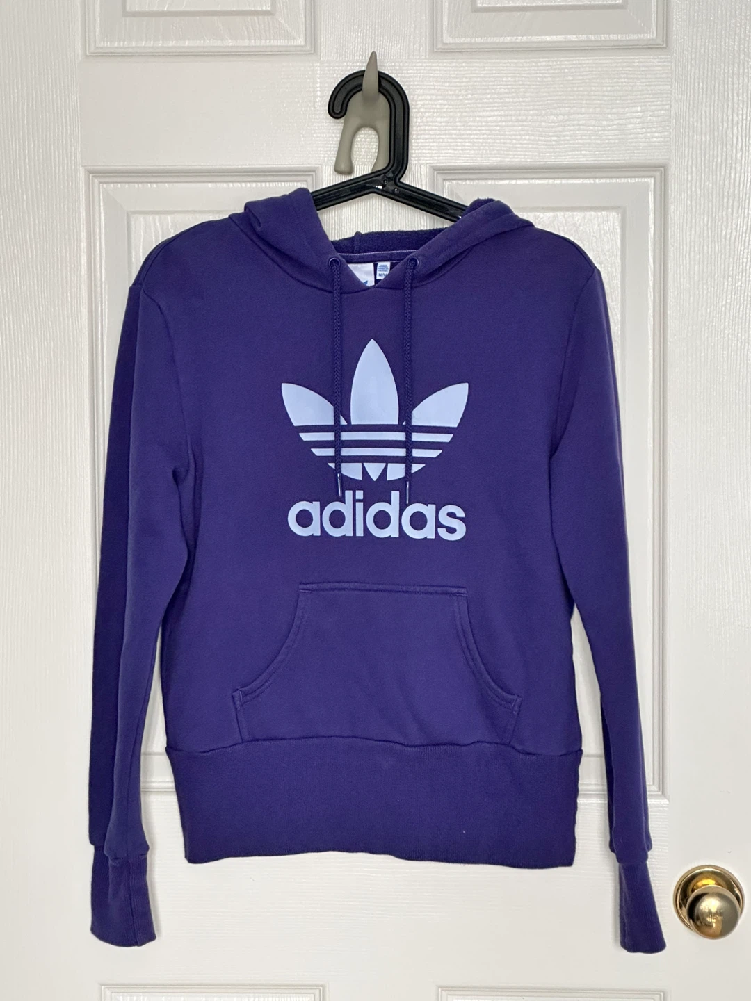 Adidas Purple Trefoil Hoodie - Size Small
