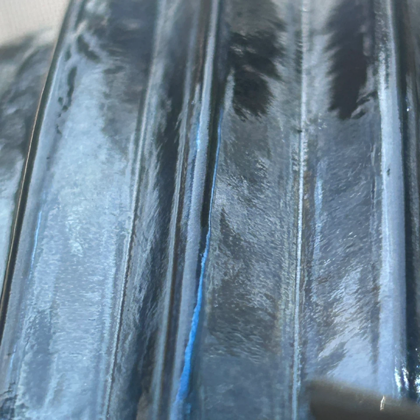 Tall Ribbed Ice Blue Art Glass Vase, Late 20th Century - photo 5