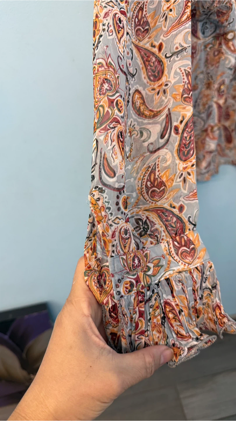 Paisley Print Ruffle Blouse check more photos size M - photo 3
