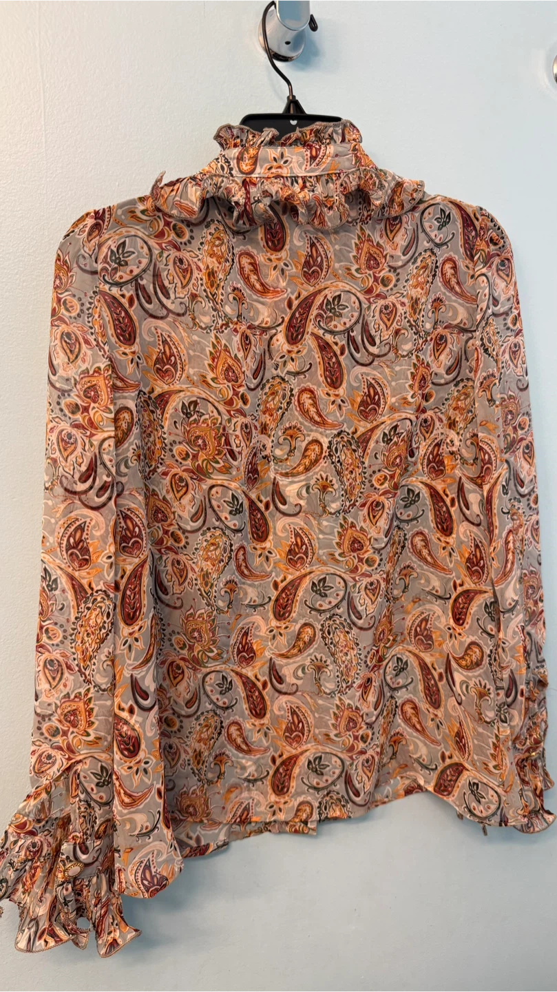 Paisley Print Ruffle Blouse check more photos size M - photo 4