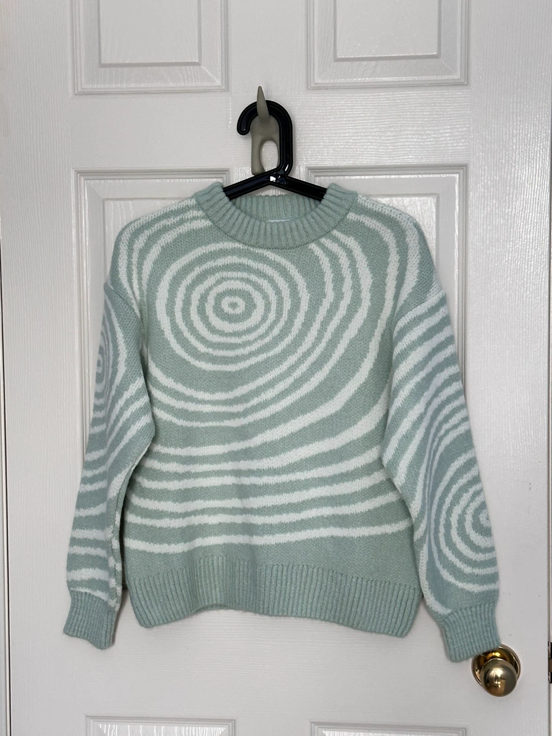 Zara Women's Mint & White Swirl Knit Sweater - Size Small
