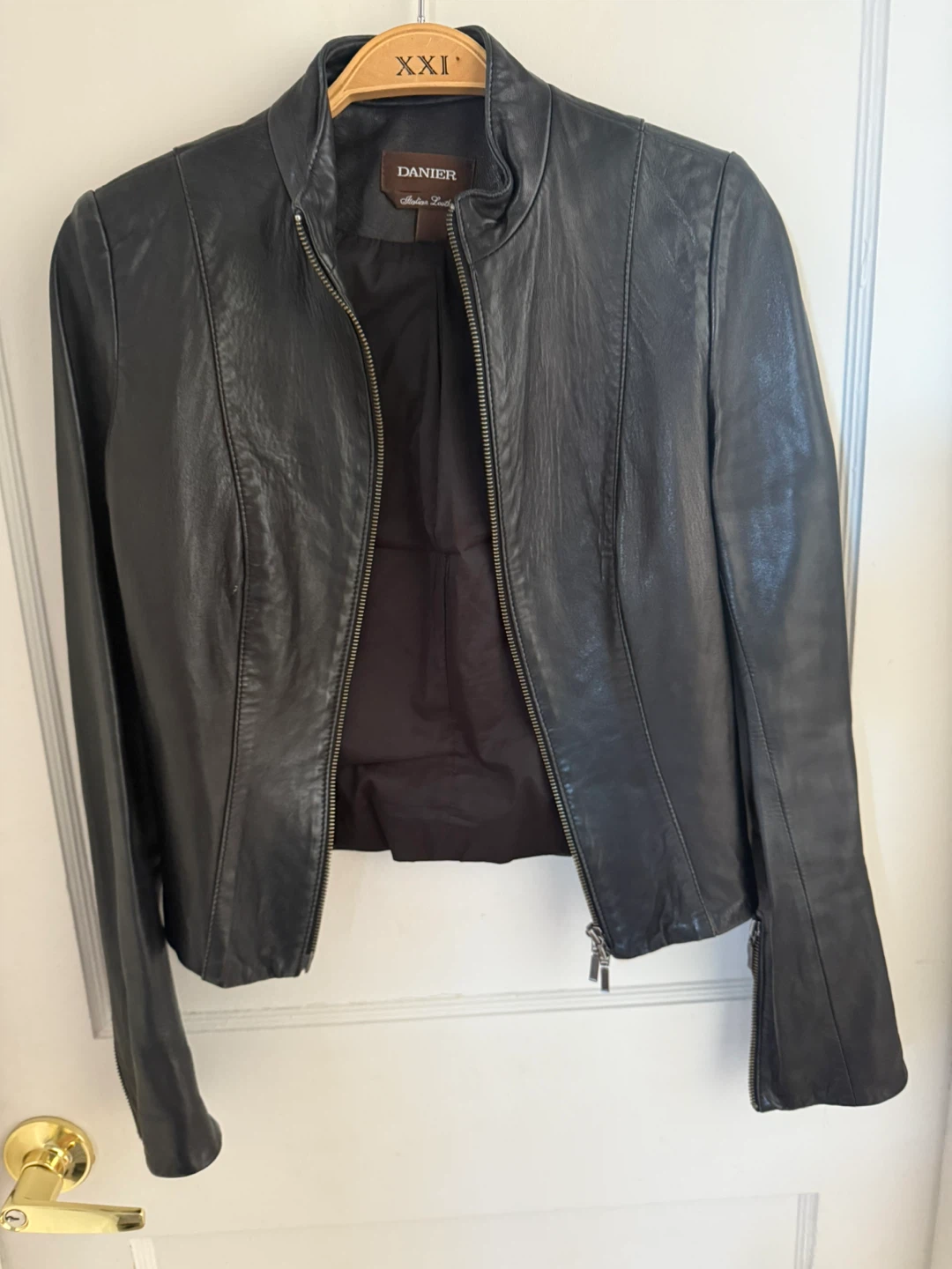 Danier Black Italian Leather Jacket - Size 2XS