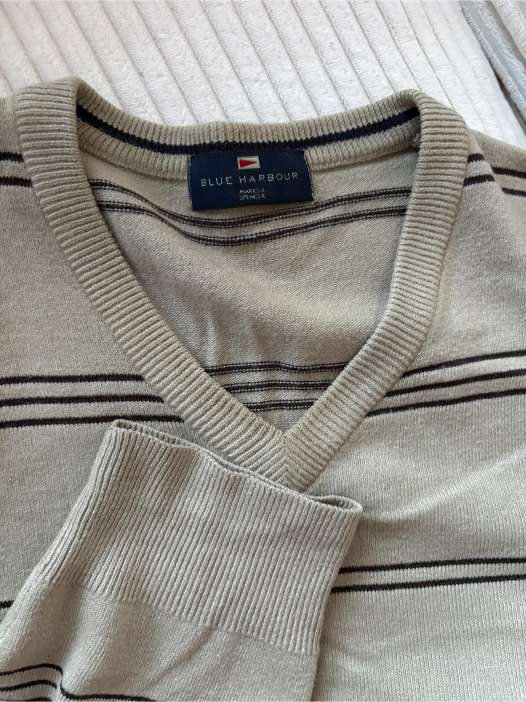 Blue Harbour V-Neck Striped Sweater - Medium - photo 2