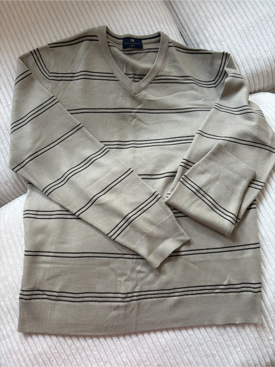Blue Harbour V-Neck Striped Sweater - Medium