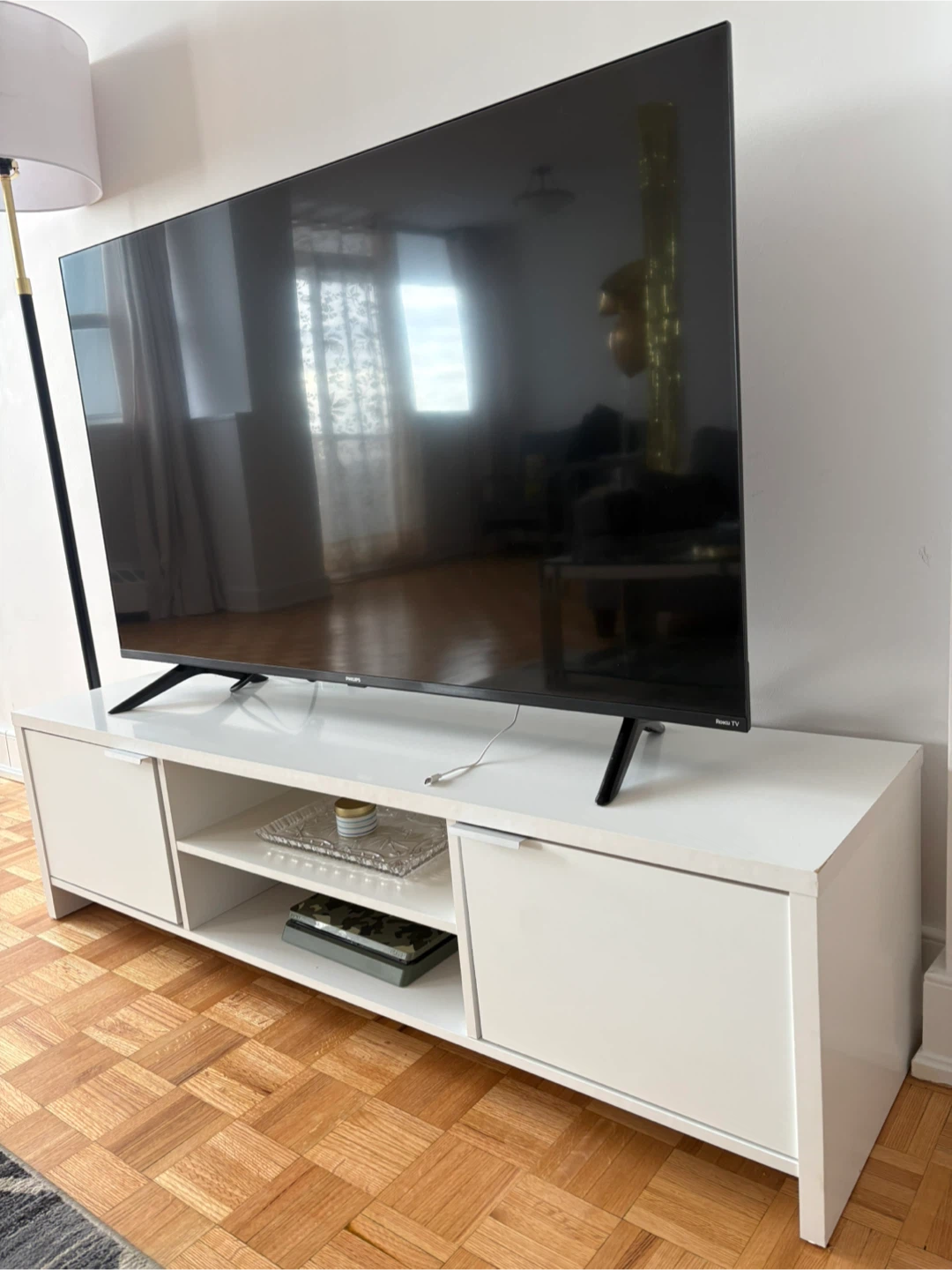 Modern Wooden Entertainment Center TV Stand - White