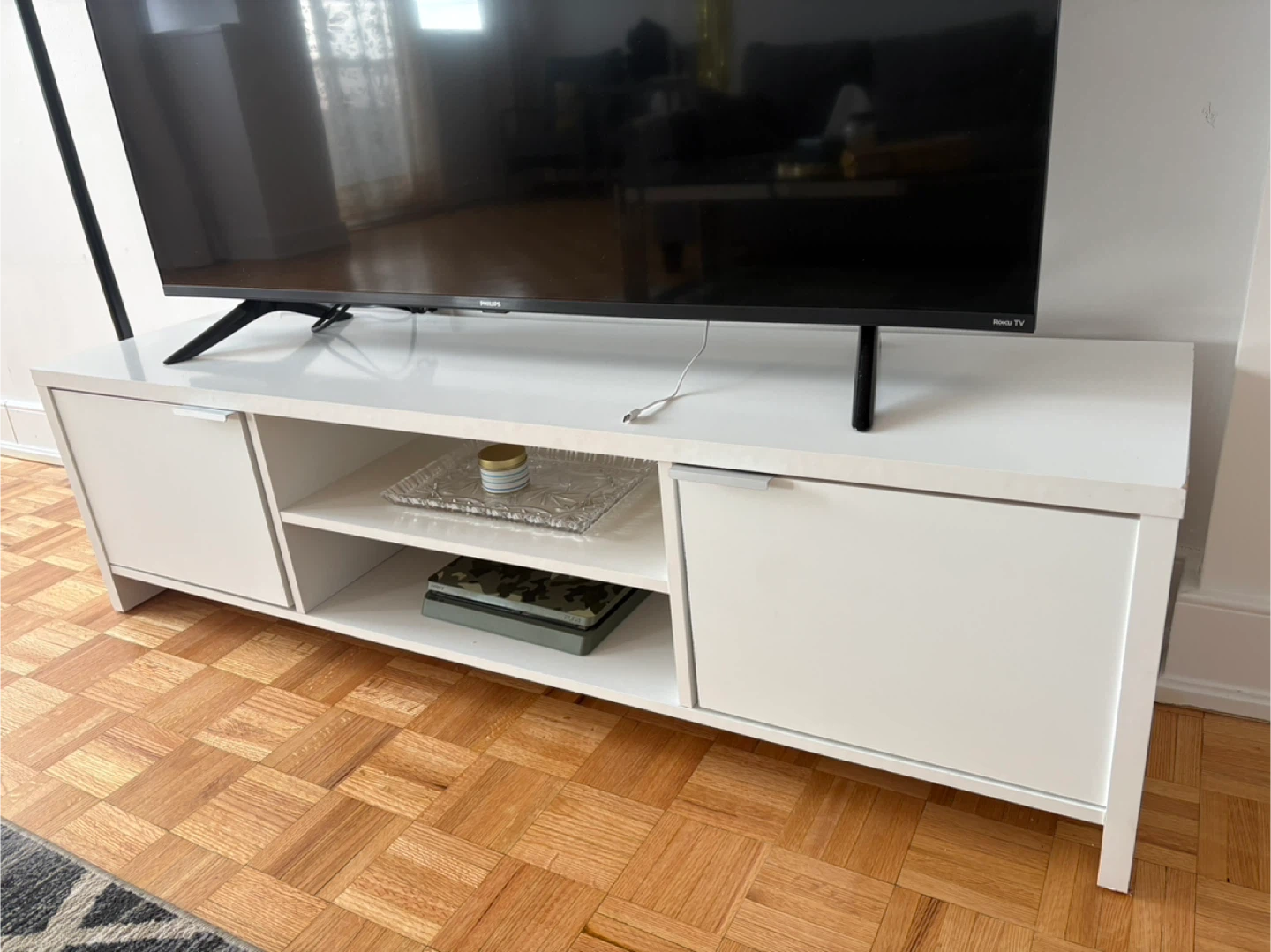 Modern Wooden Entertainment Center TV Stand - White - photo 2