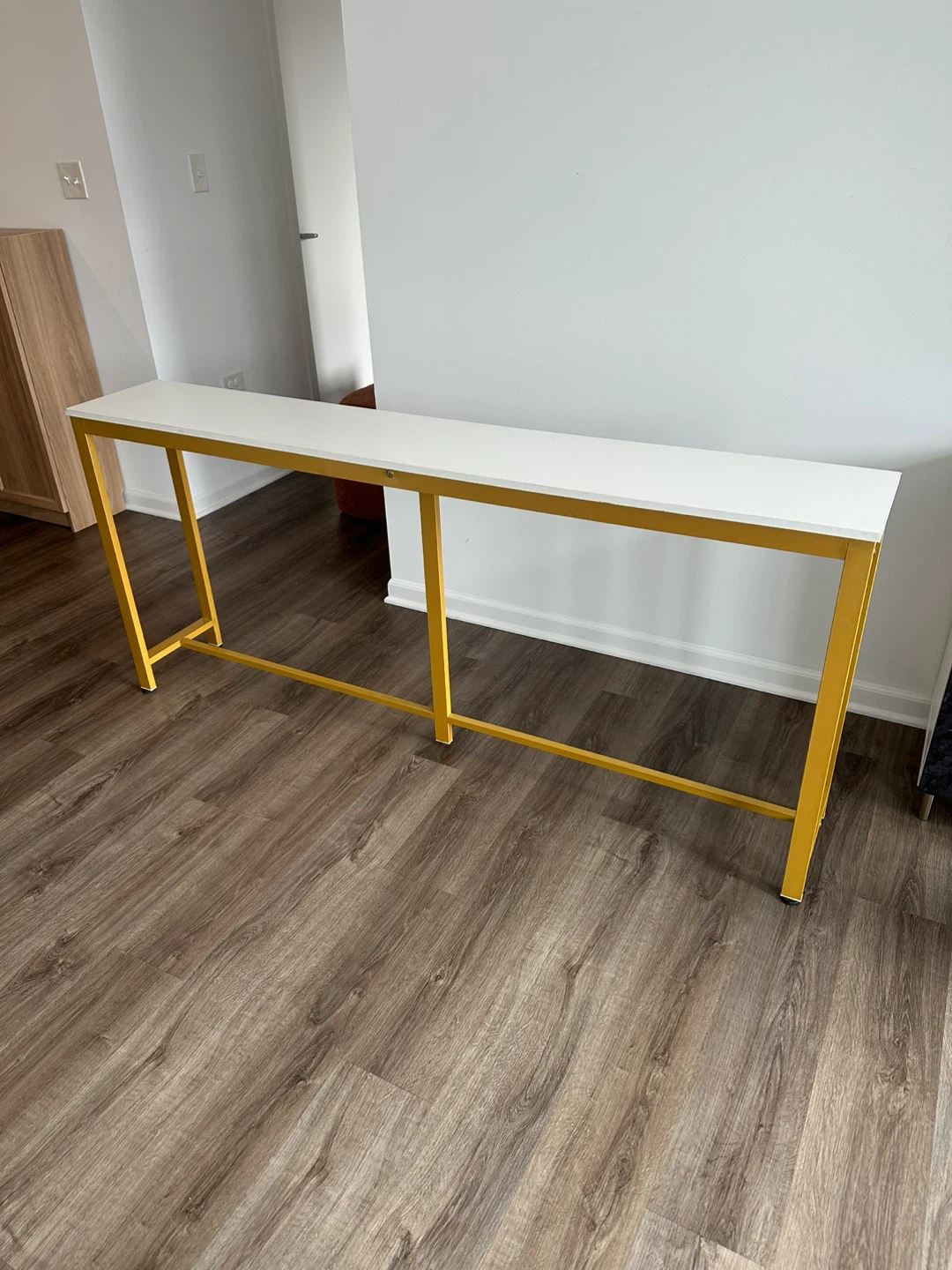 White Console Table with Gold Legs