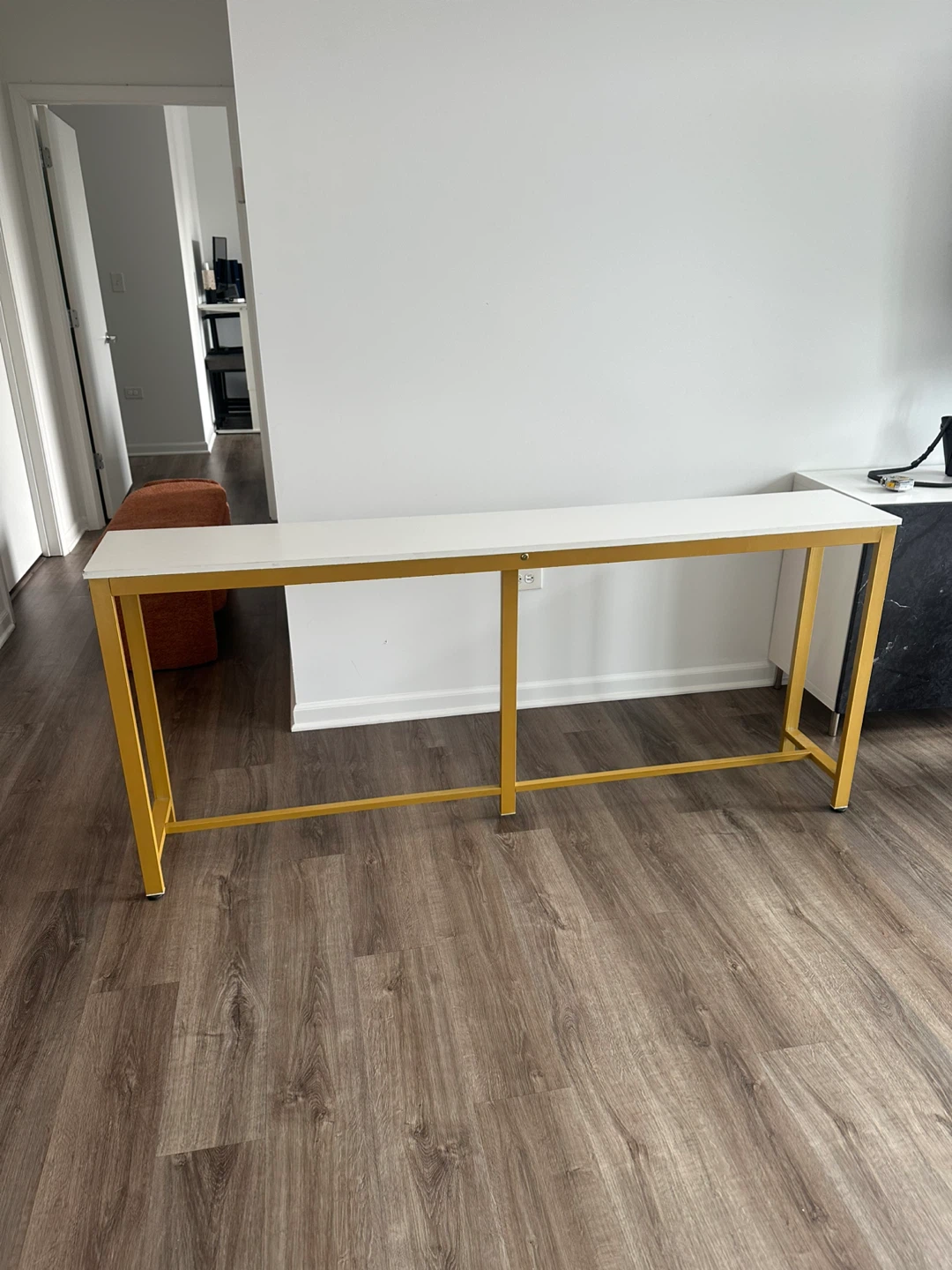 White Console Table with Gold Legs - photo 2