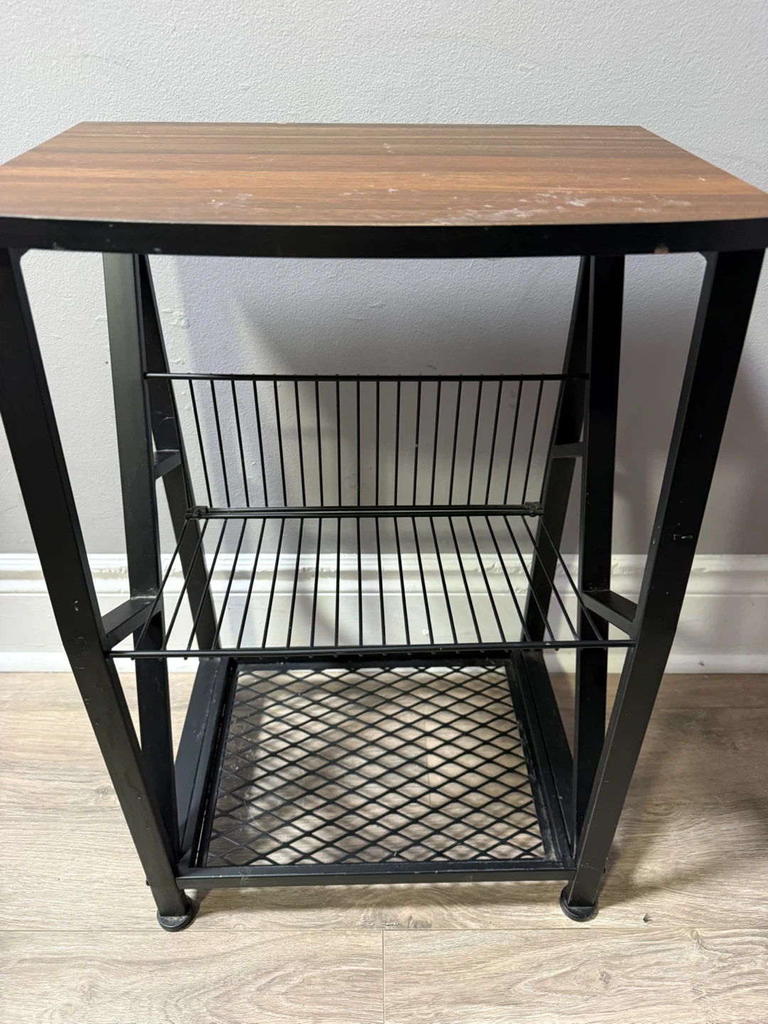 Wood and Metal Side Table with 2 Shelves - photo 3