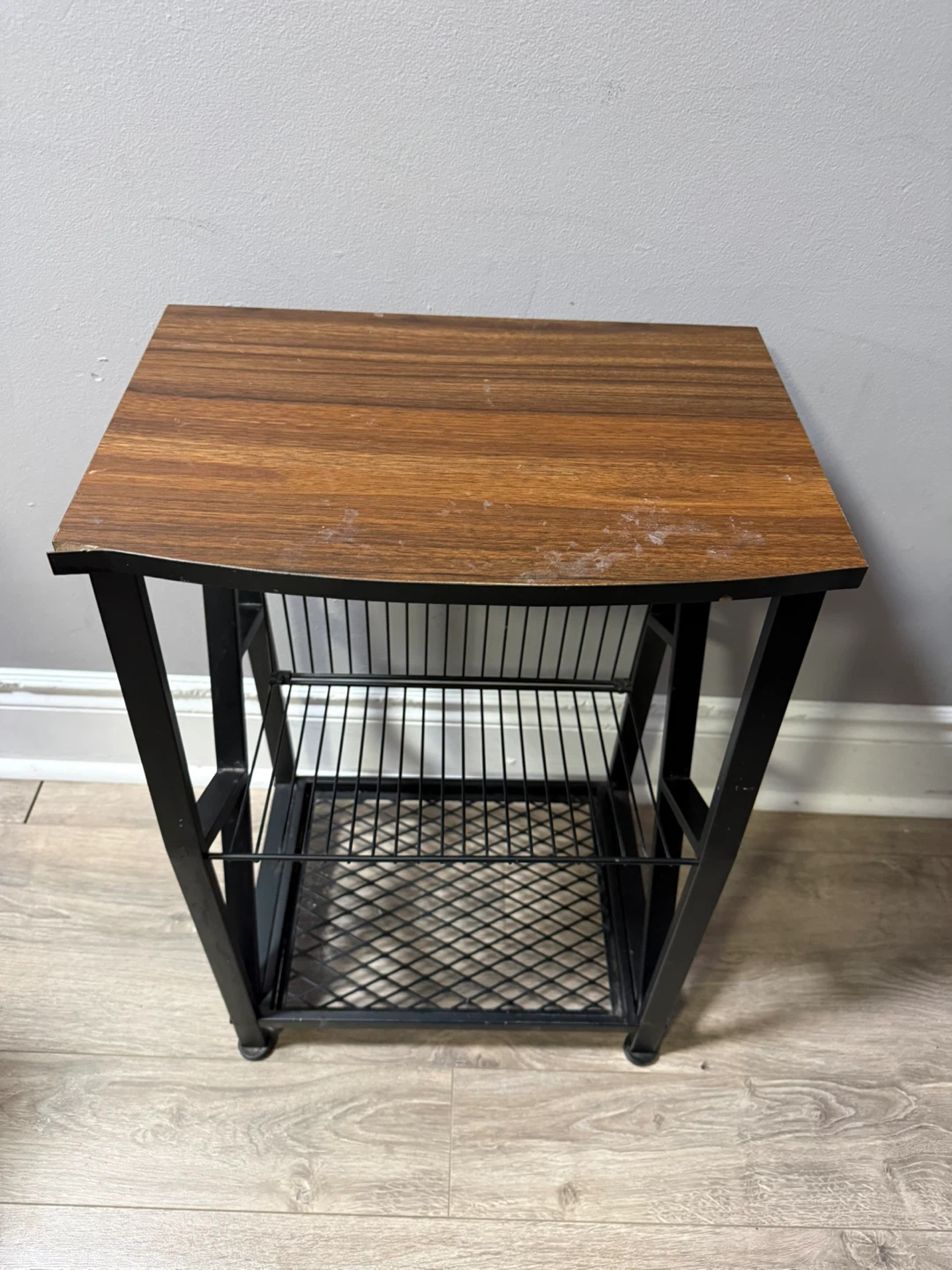 Wood and Metal Side Table with 2 Shelves