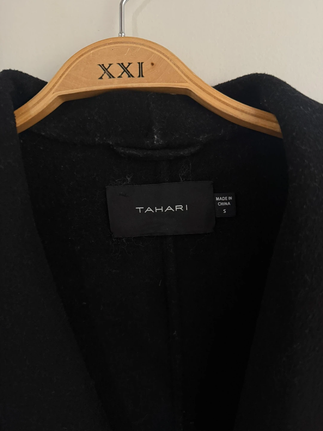 Tahari Black Belted Wrap Coat Size S - photo 2