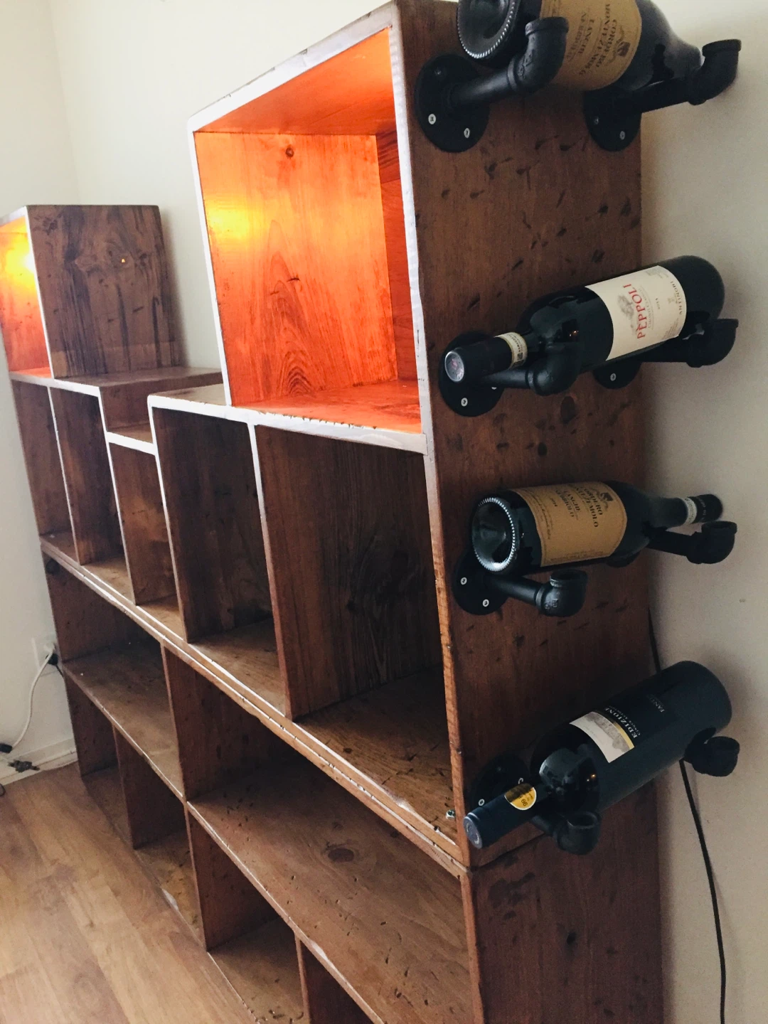 Wooden Bookshelf and Wine Rack with Built-in Lights - photo 2