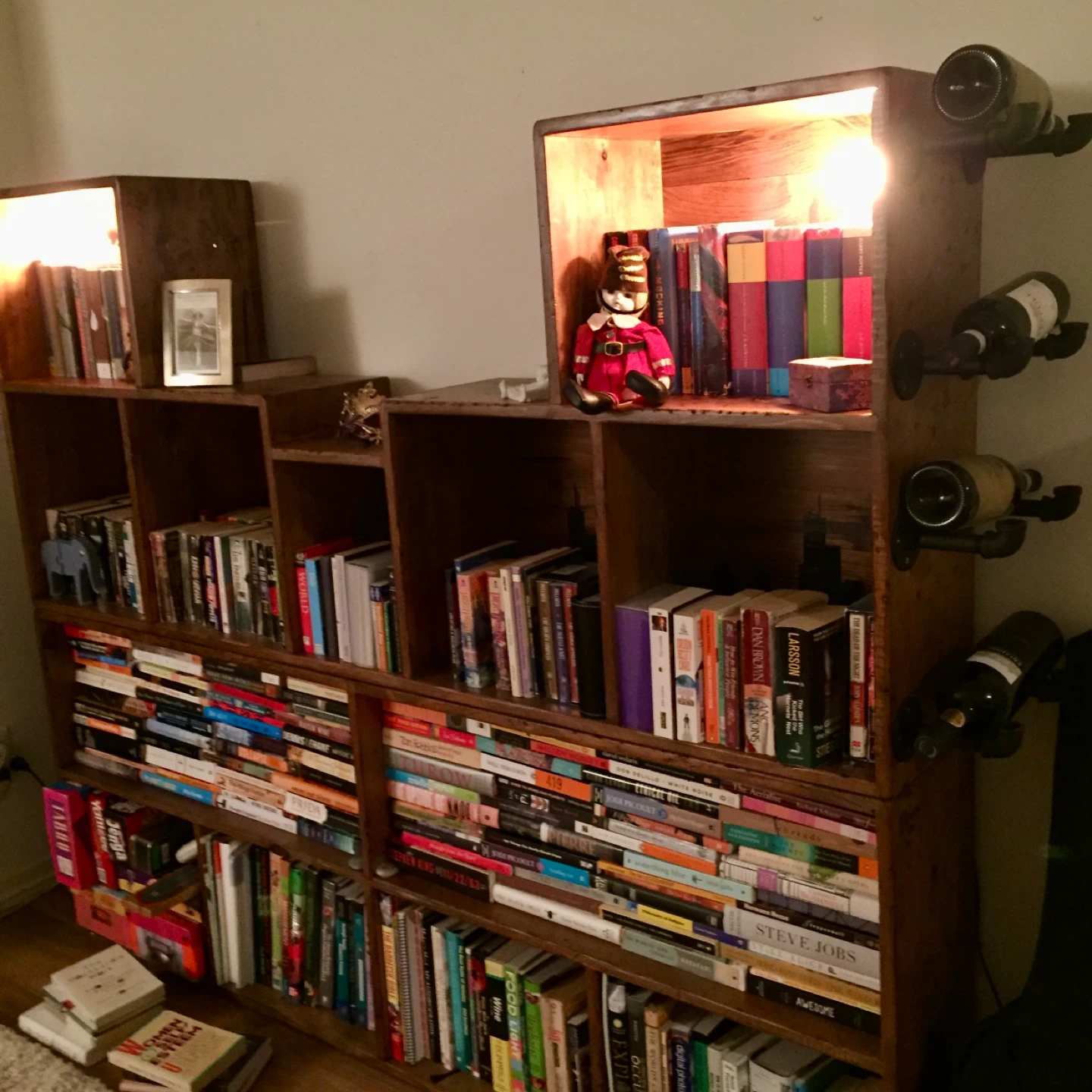 Wooden Bookshelf and Wine Rack with Built-in Lights - photo 4