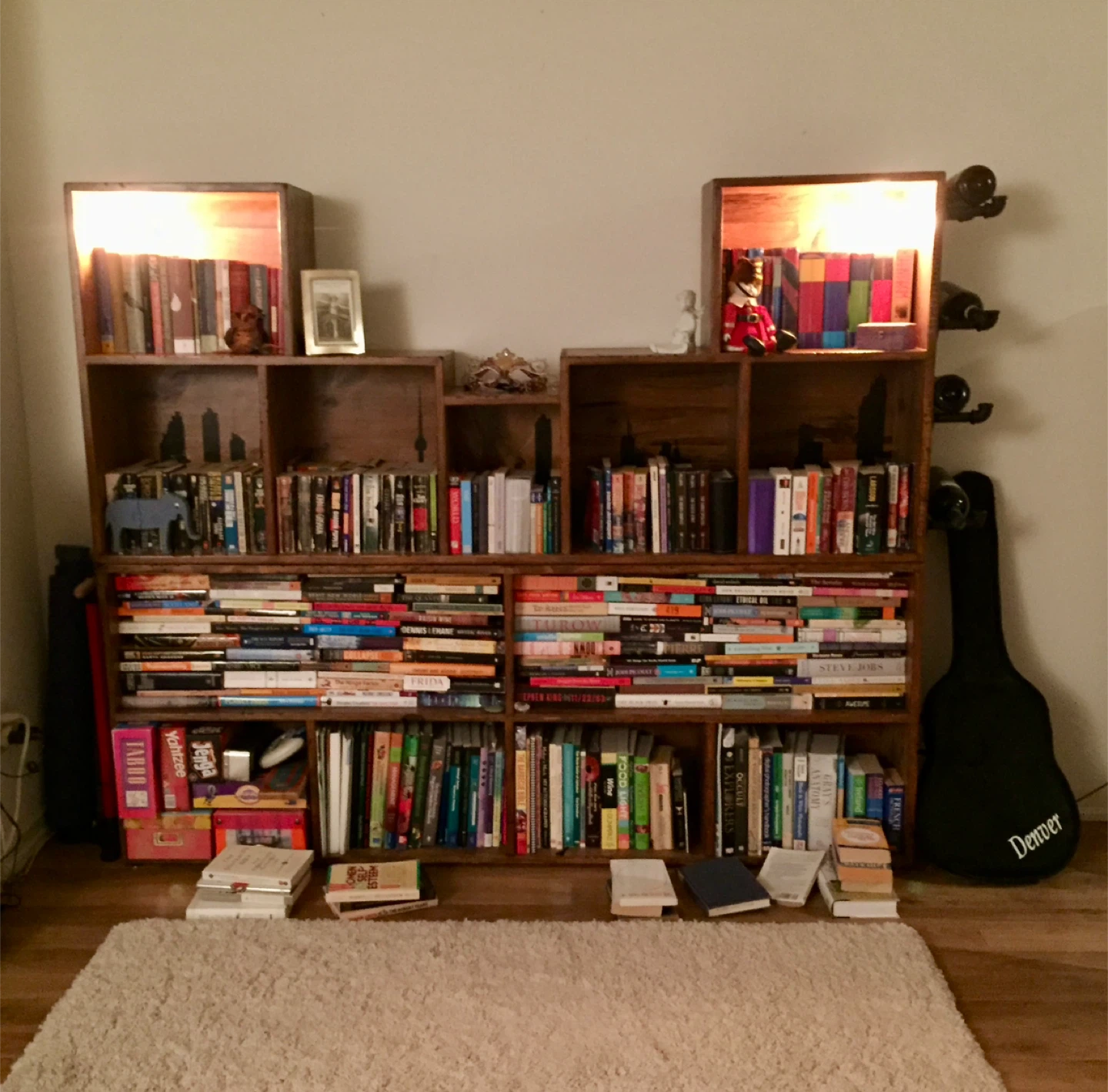 Wooden Bookshelf and Wine Rack with Built-in Lights - photo 3