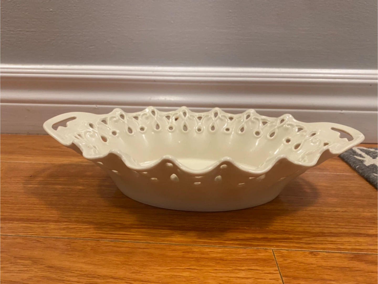 Decorative White Oval Lace Bowl