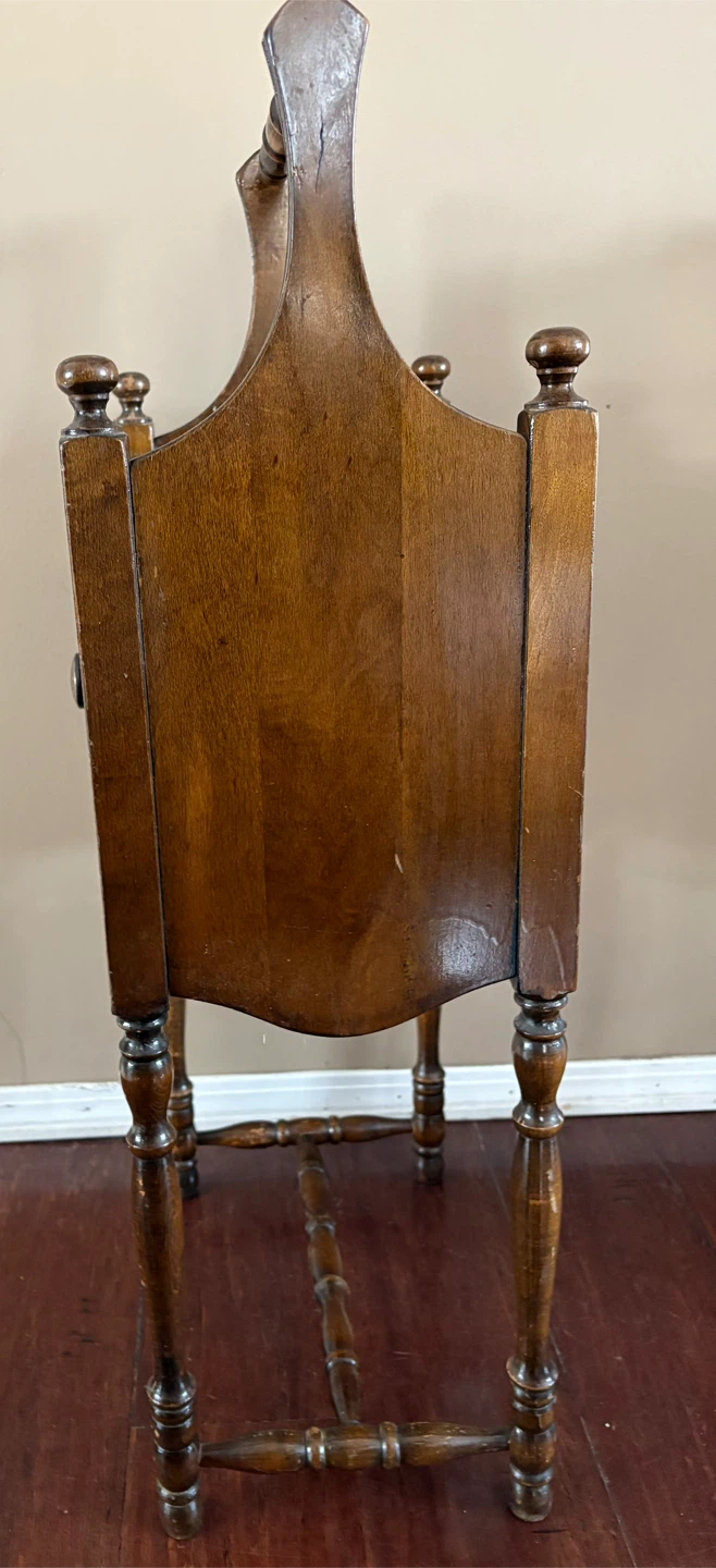 This is a vintage wooden smoker's cabinet or humidor stand - photo 2
