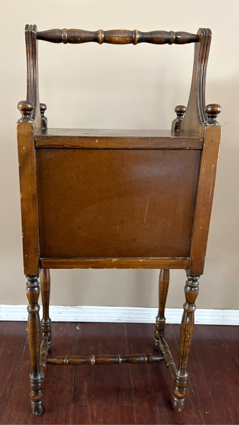 This is a vintage wooden smoker's cabinet or humidor stand - photo 3