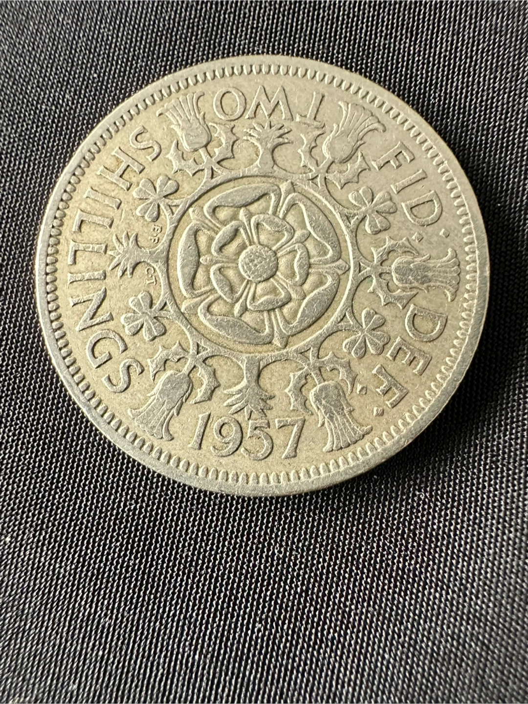 1957 British Silver Shilling Coin